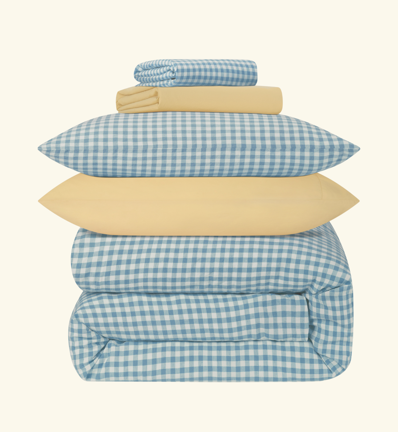 Warm Blue Gingham Linen Blend Duvet Cover