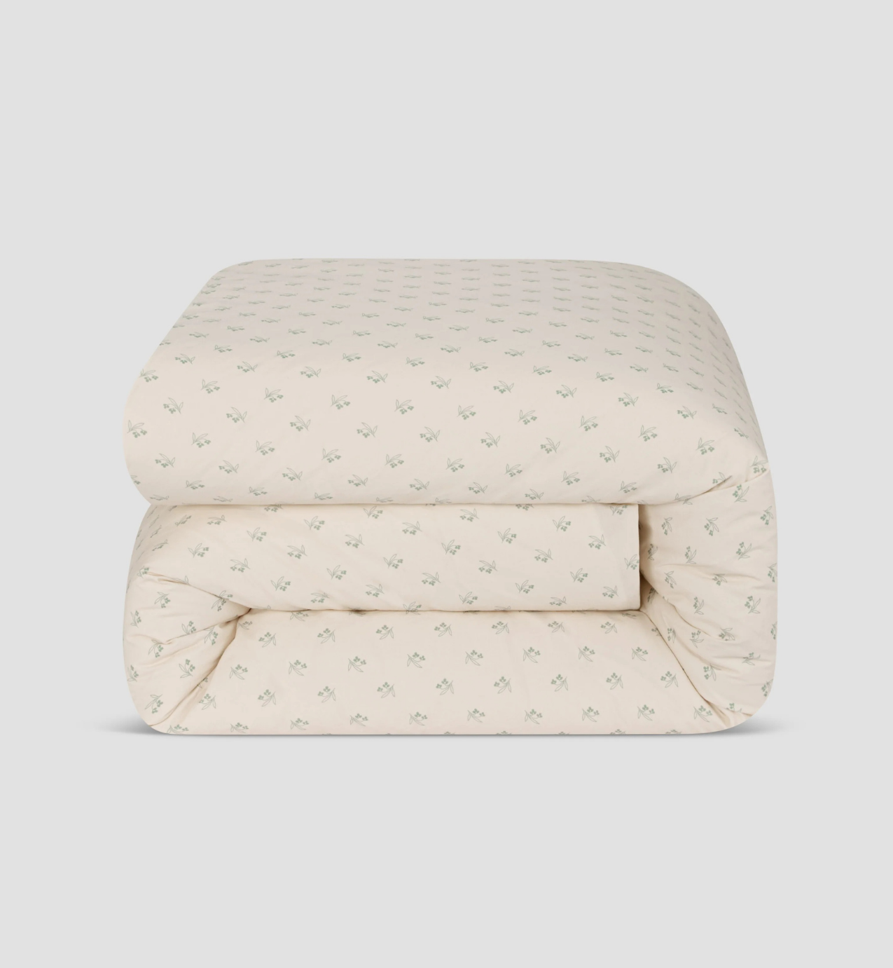 Mellow Green Martha Floral Cotton Duvet Cover
