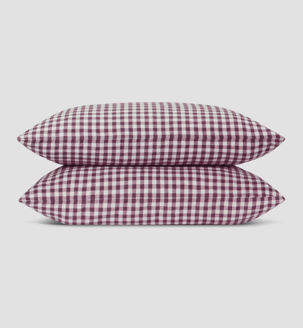 Berry Gingham 100% Linen Pillowcases (Pair)