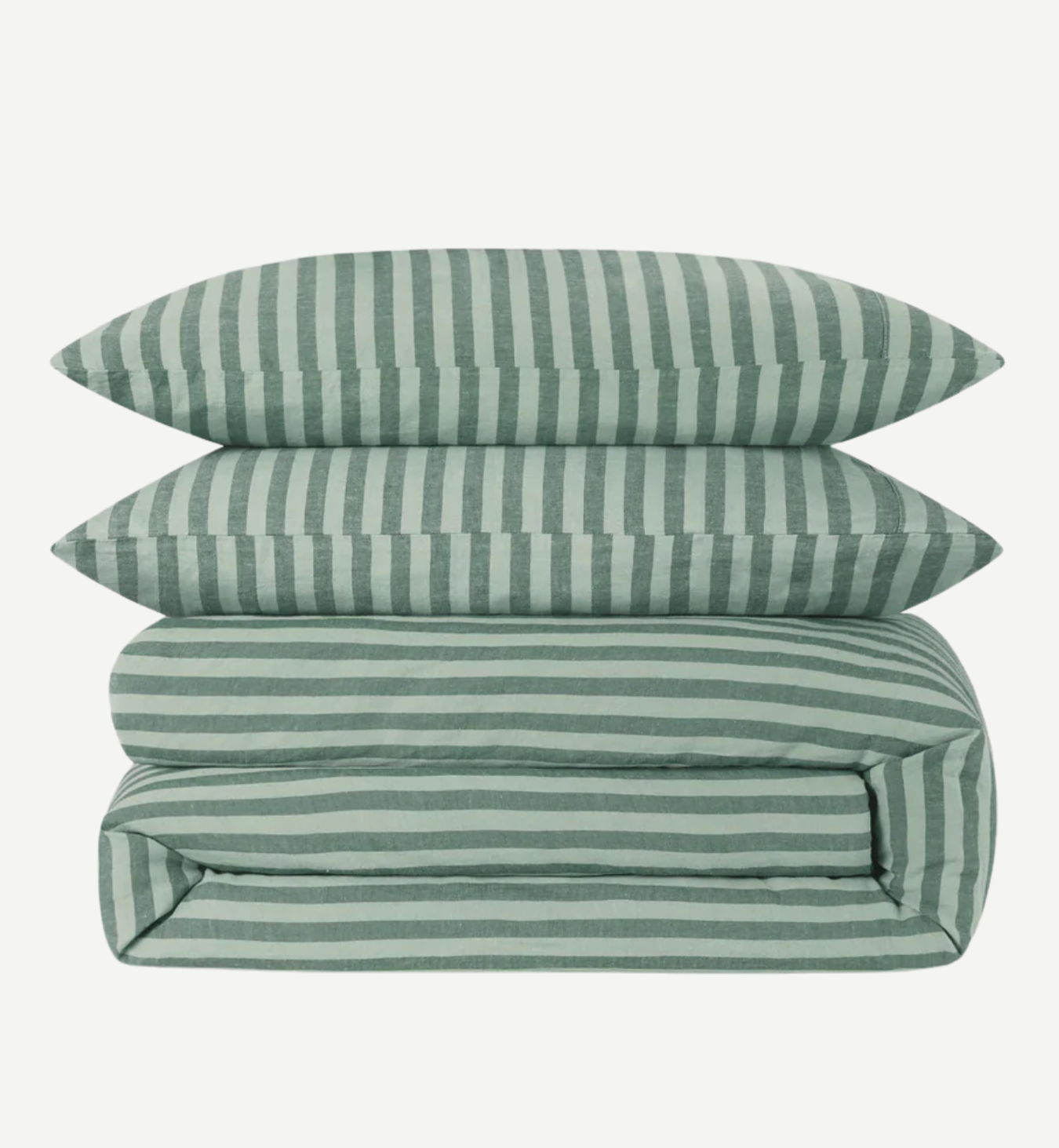 Pine Green Pembroke Stripe 100% Linen Duvet Cover