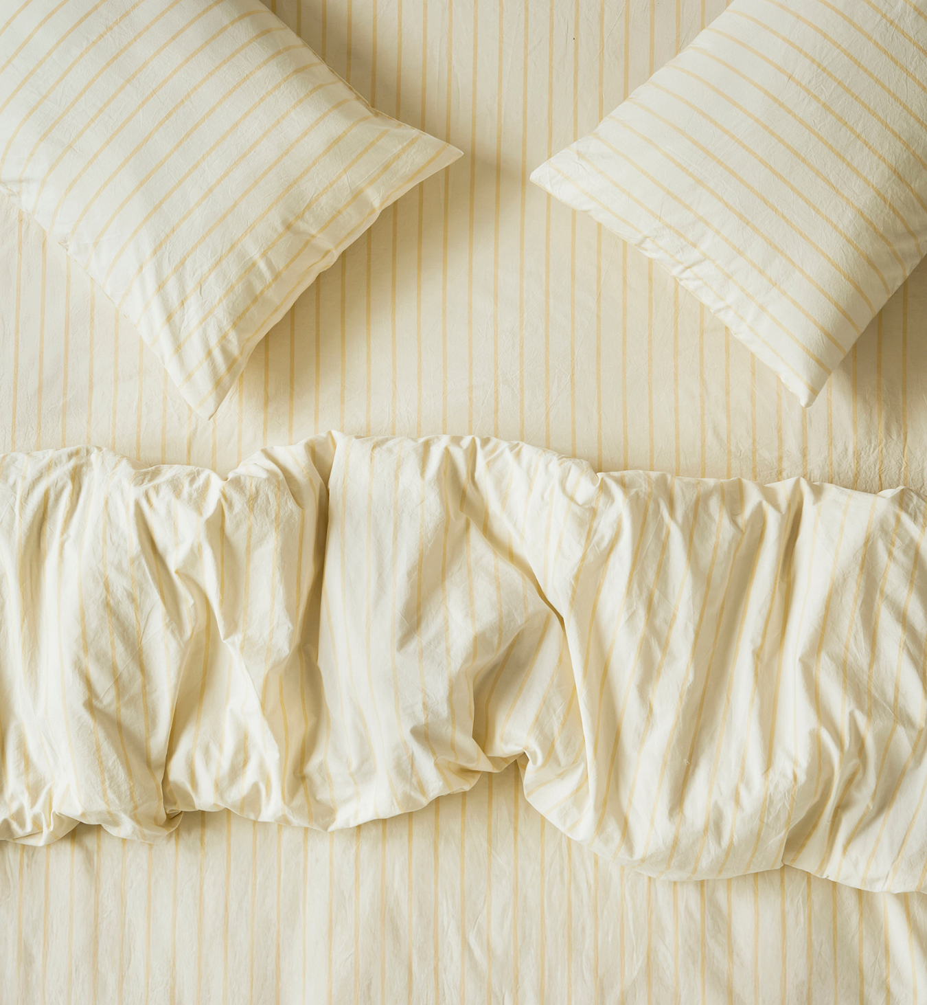 Butter Yellow Slumber Stripe Cotton Duvet Cover