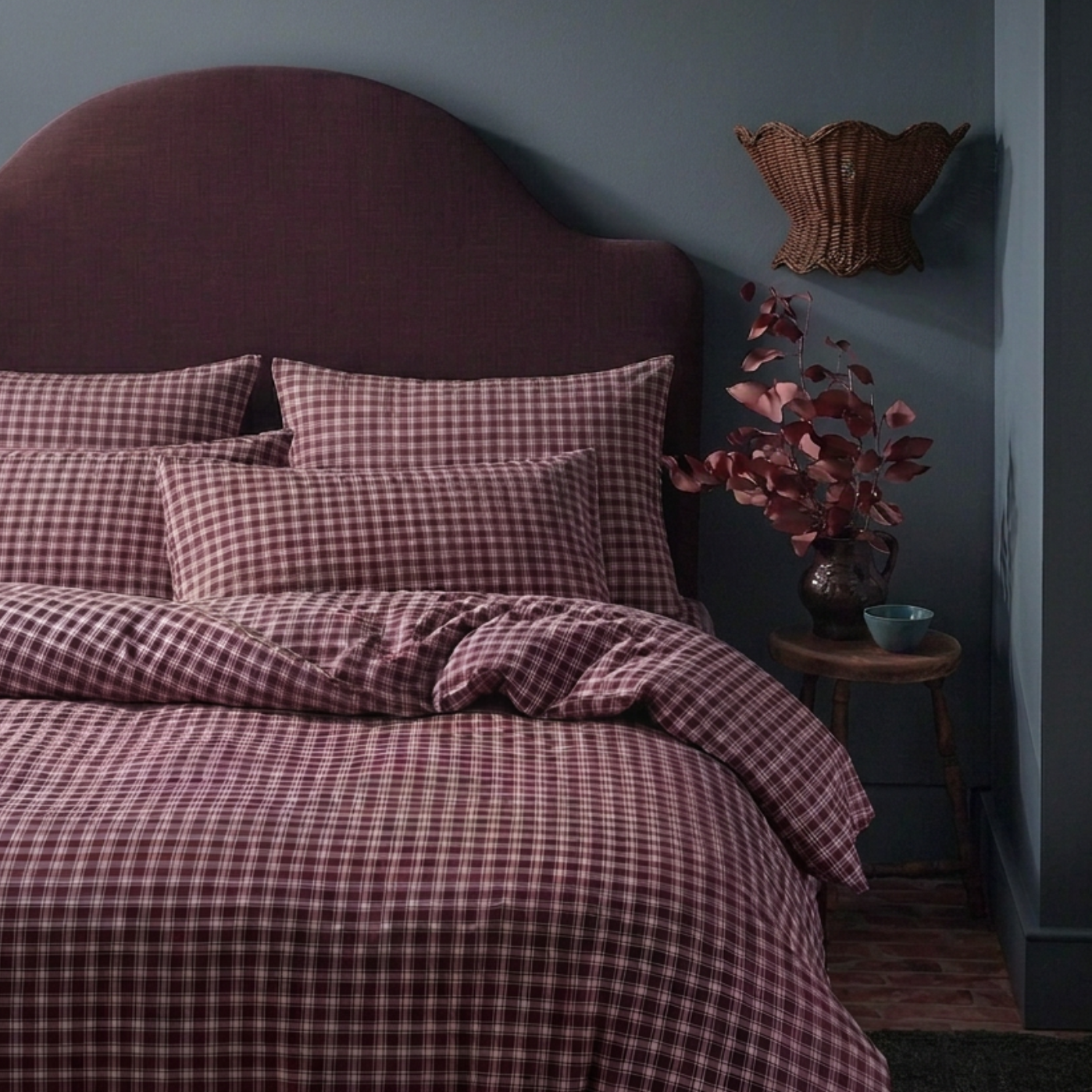 Berry Heritage Gingham 100% Linen Duvet Cover