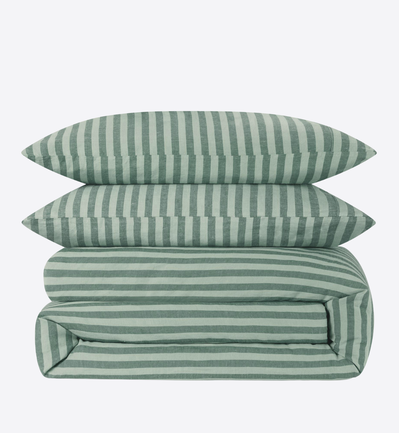 Pine Green Pembroke Stripe 100% Linen Duvet Cover