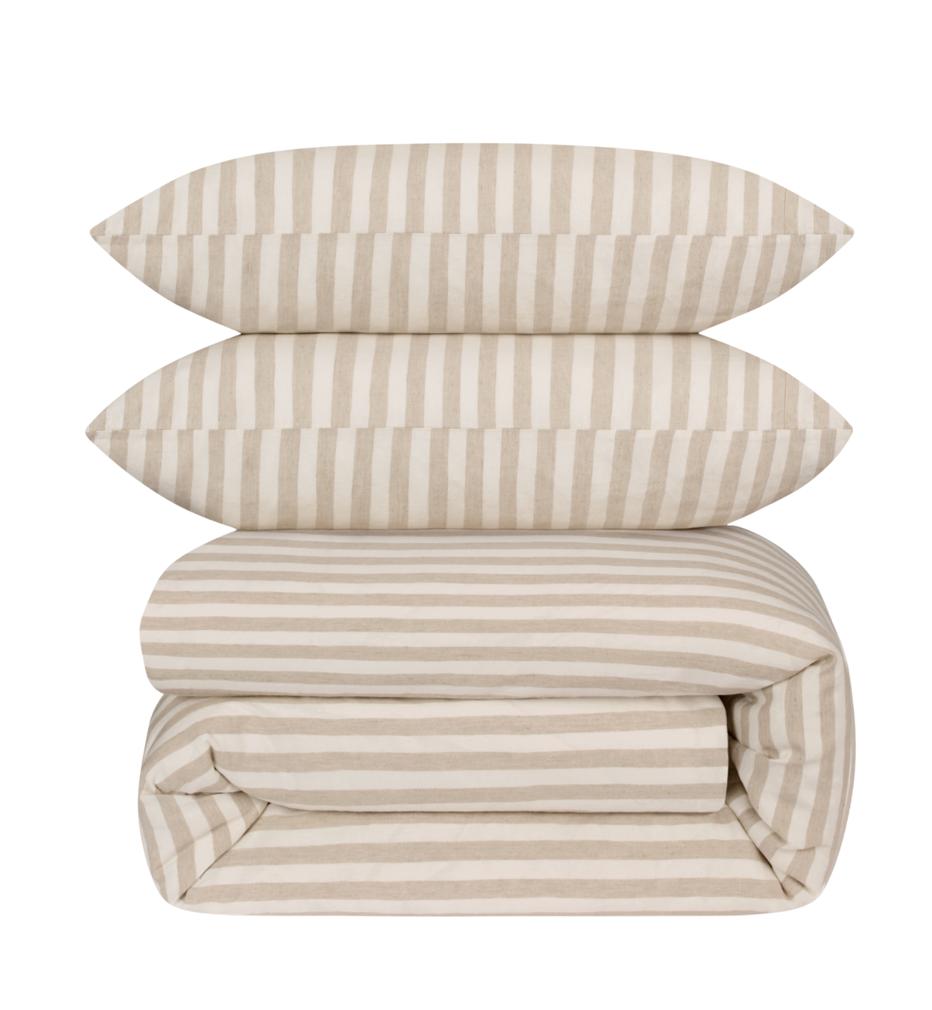 Oatmeal Pembroke Stripe Linen Blend Duvet Cover