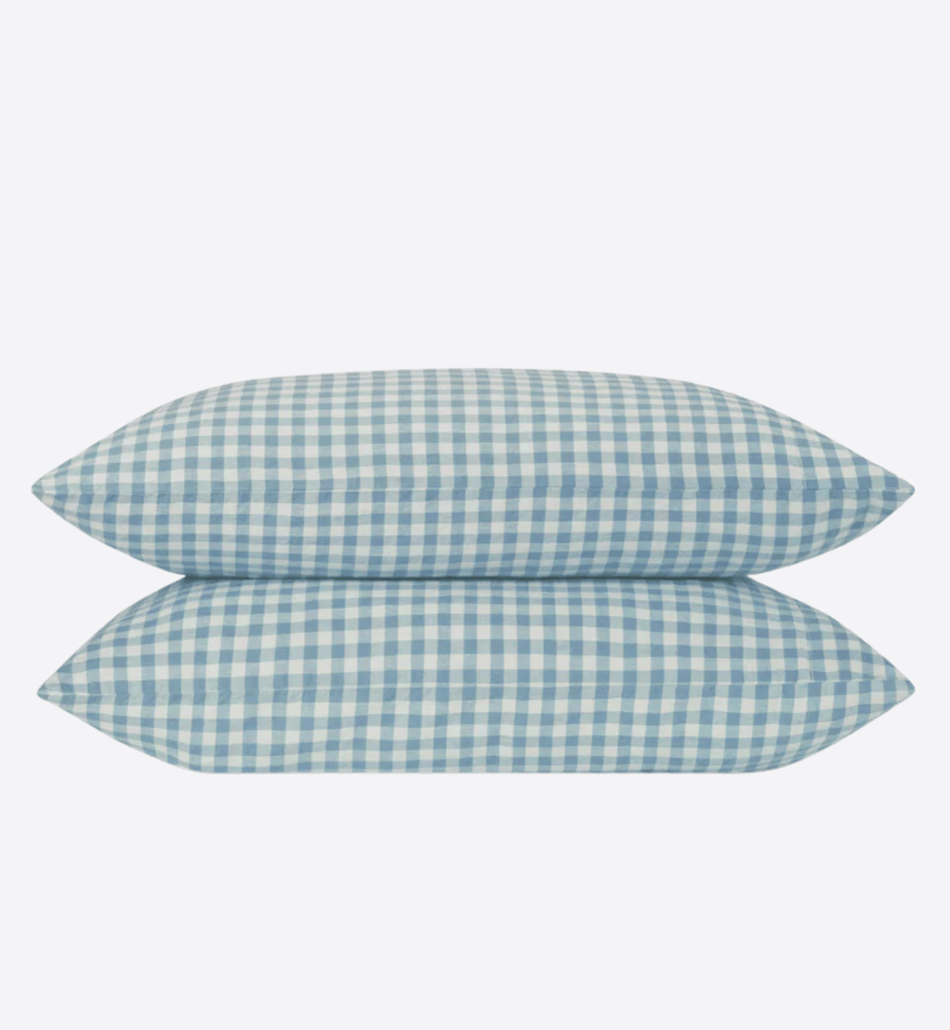 Warm Blue Gingham 100% Linen Pillowcases (Pair)  