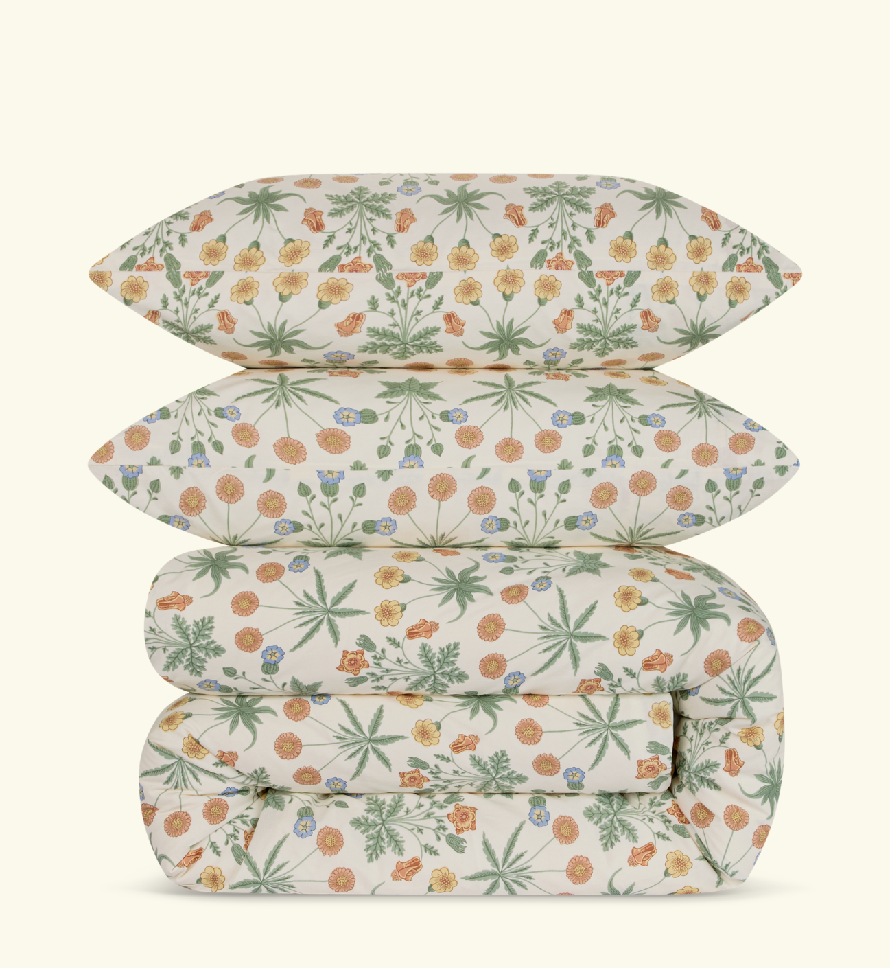 Sage & Mindful Cream Daisy Cotton Duvet Cover