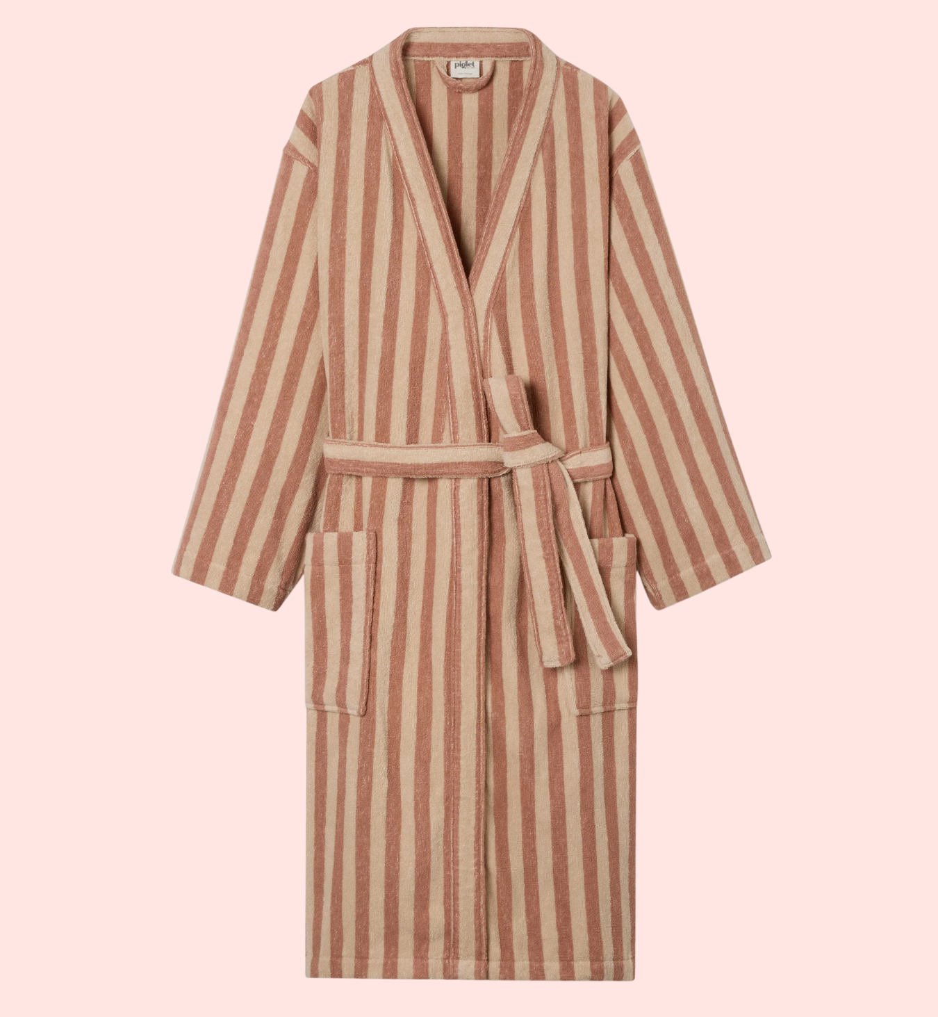 Sand Shell Pembroke Stripe Cotton Robe
