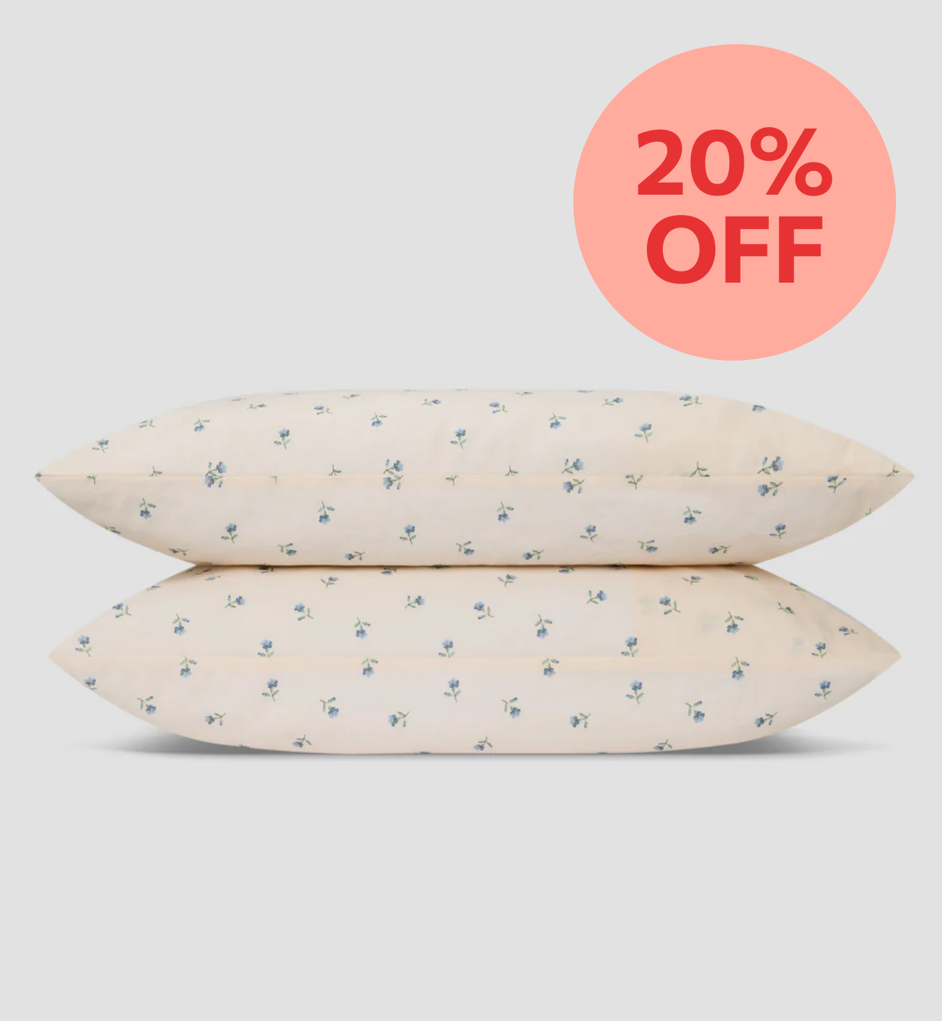 Dusk Blue Posy Bud Linen Blend Pillowcases (Pair)