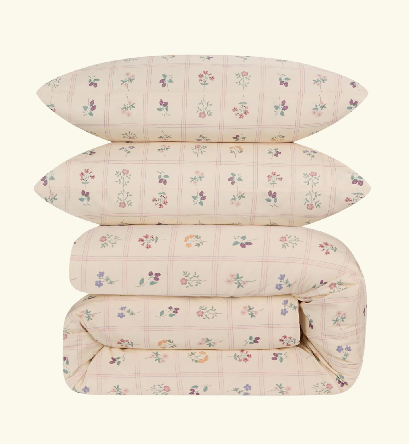 Mindful Cream Hedgerow Floral Cotton Duvet Set
