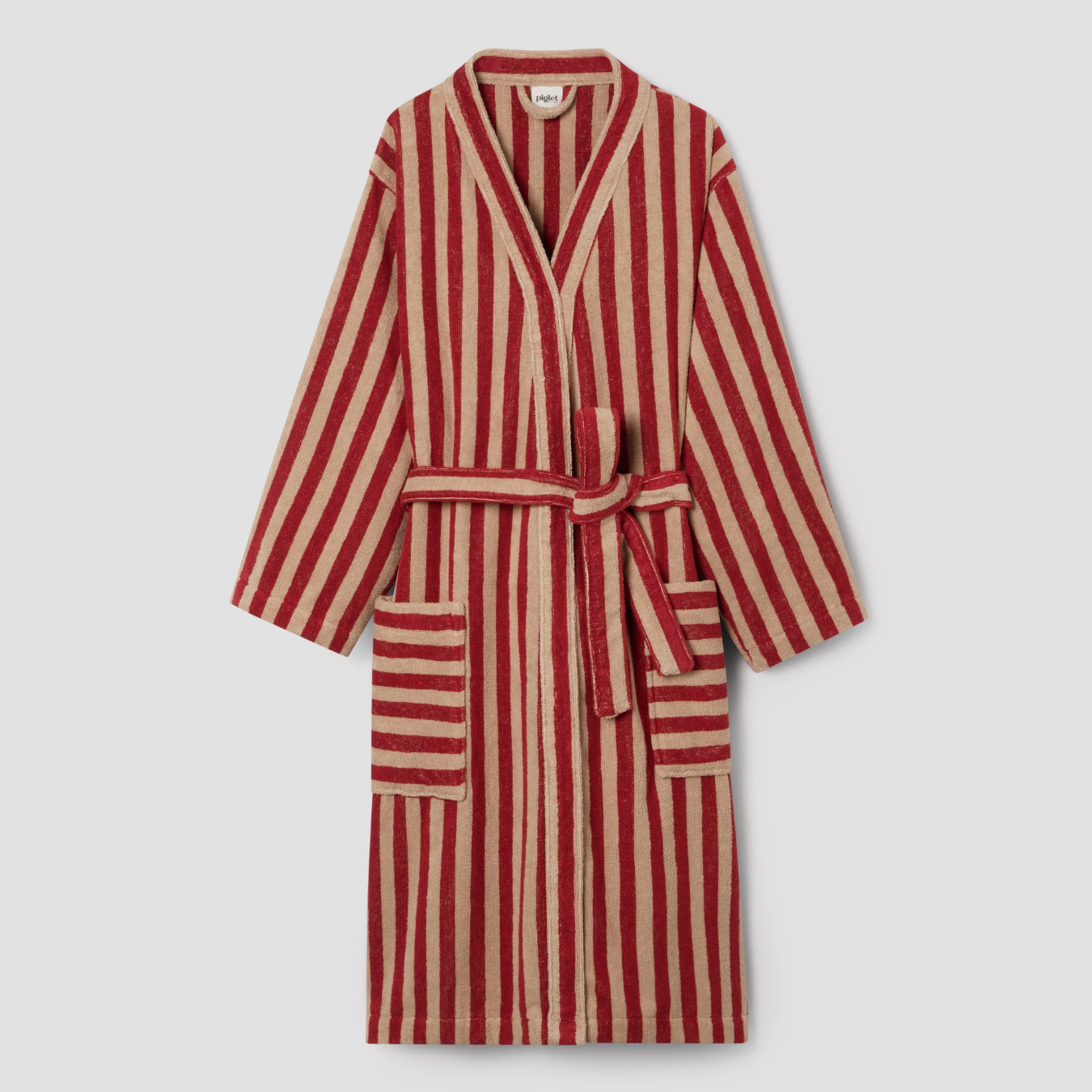 Sandstone Red Pembroke Stripe Cotton Robe