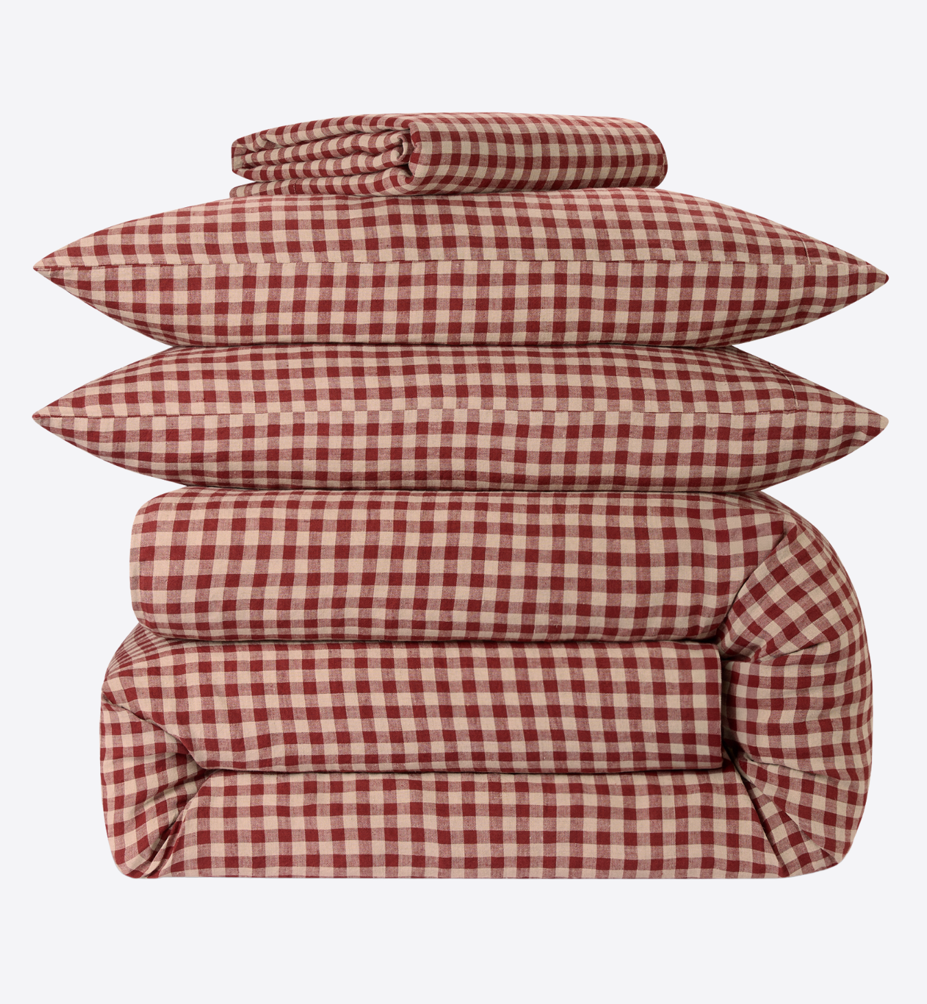 Rhubarb Gingham Linen Blend Duvet Cover