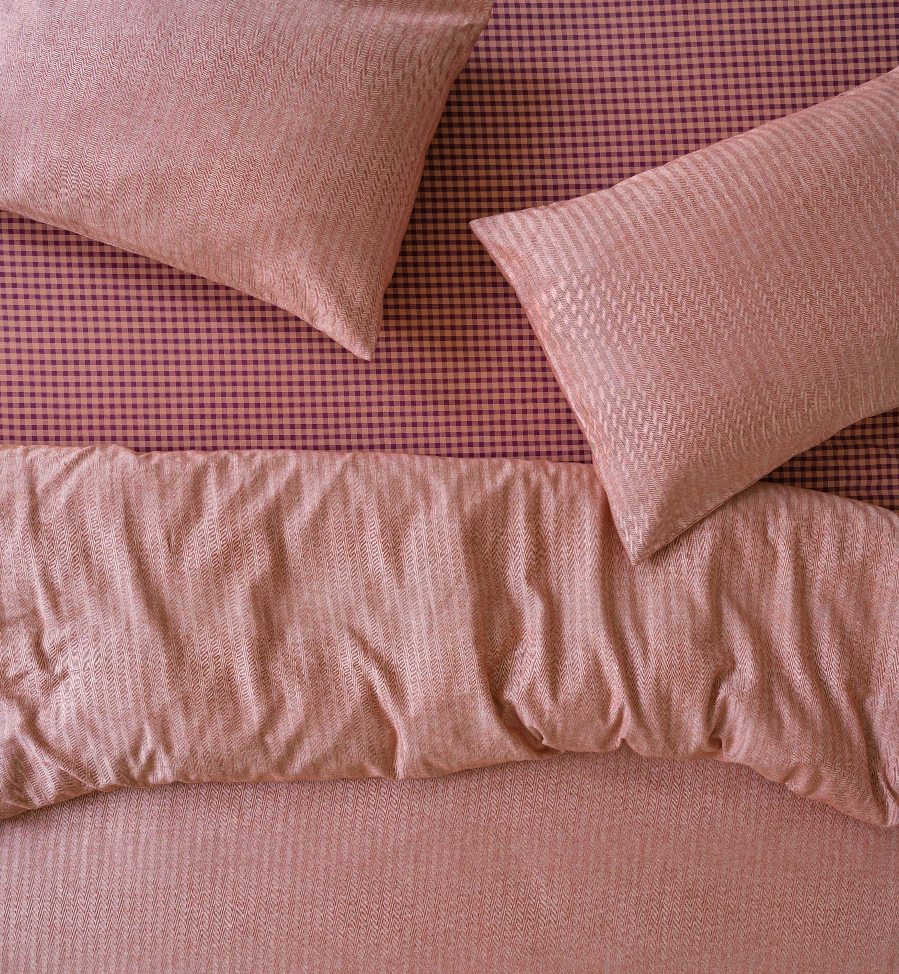 Auburn Red Herringbone Brushed Cotton Duvet Cover