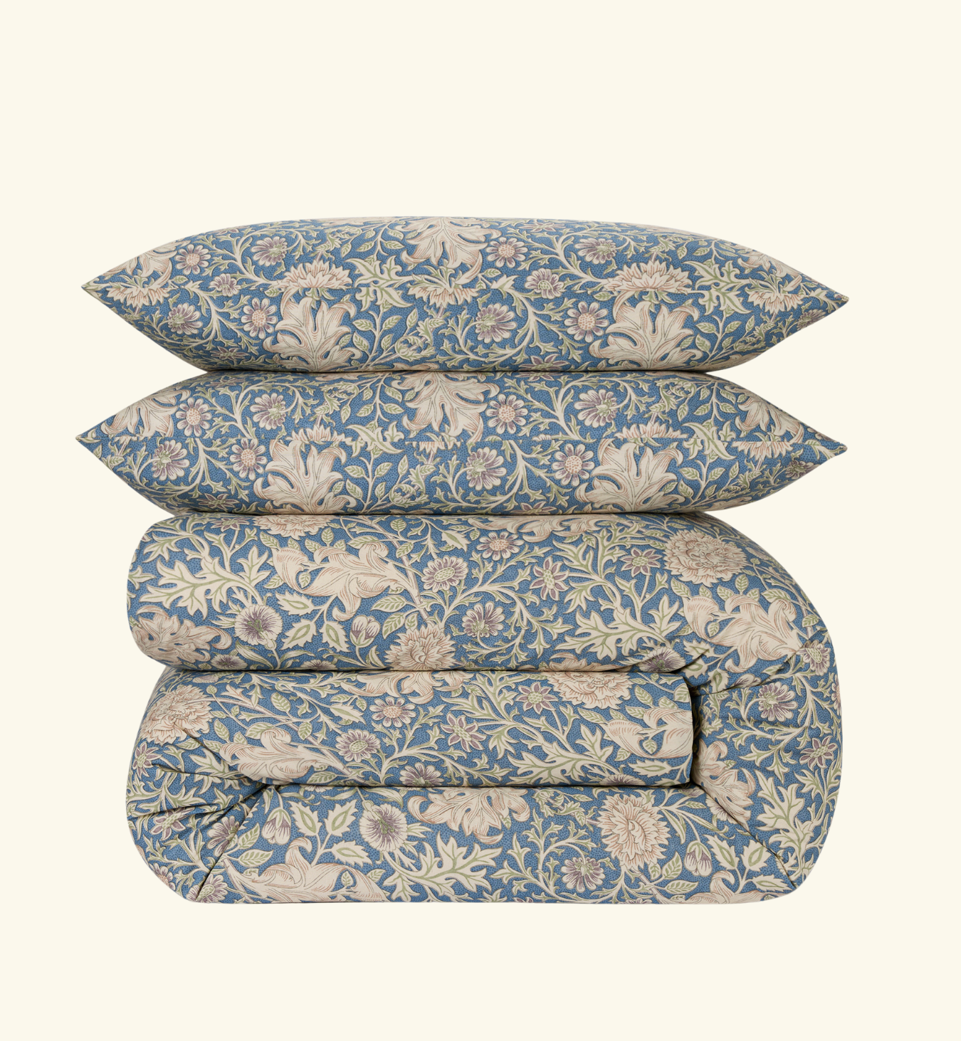 Webbs Blue Double Bough Linen Blend Duvet Cover