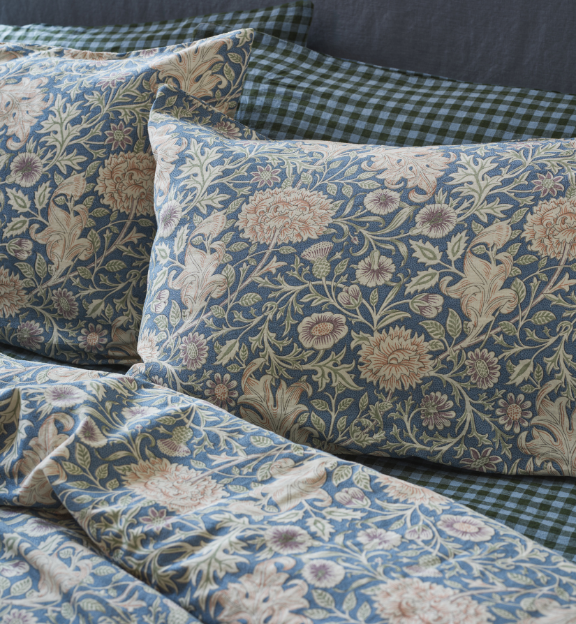 Webbs Blue Double Bough Linen Blend Duvet Cover