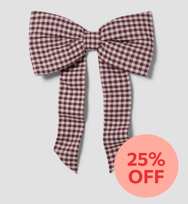 Berry Gingham Linen Blend Bow