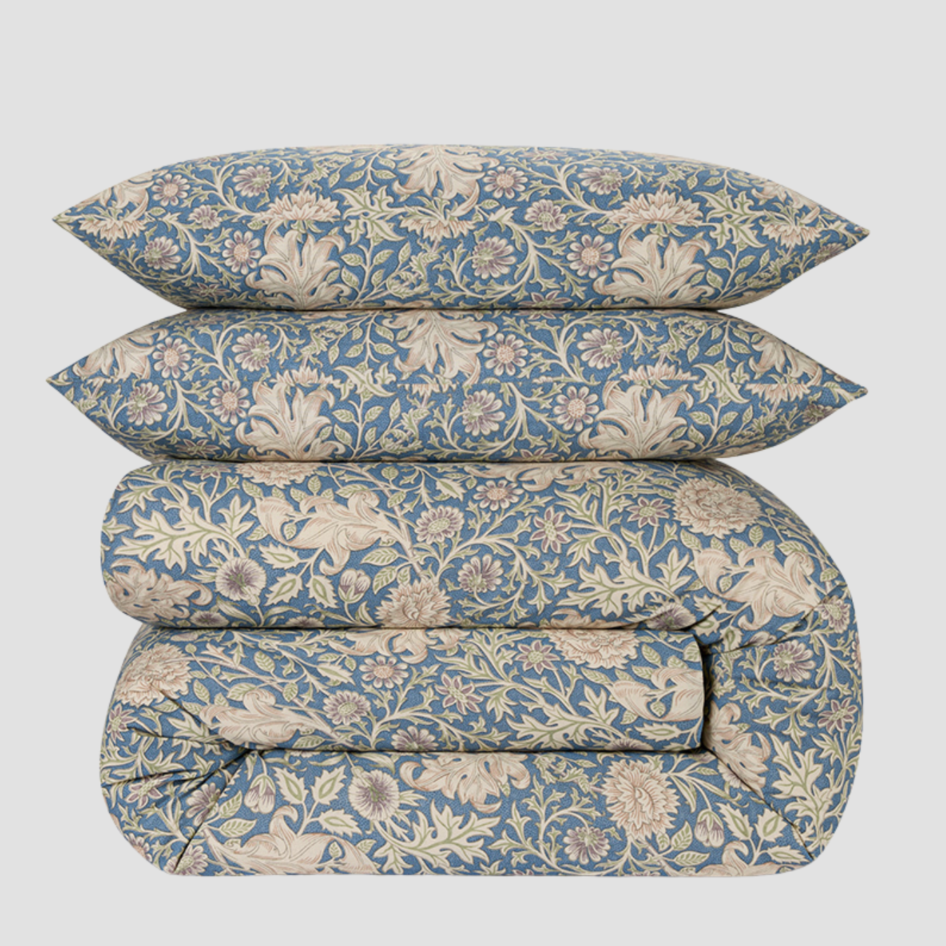 Webbs Blue Double Bough Linen Blend Duvet Cover