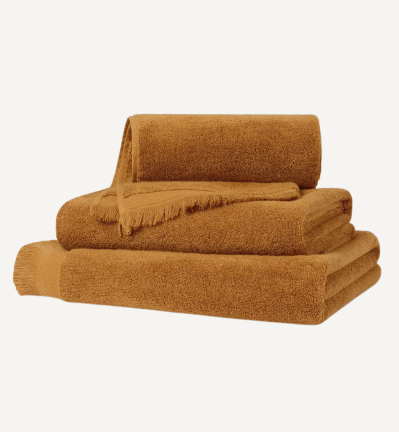 Russet Yellow Fringe Edge Cotton Towels