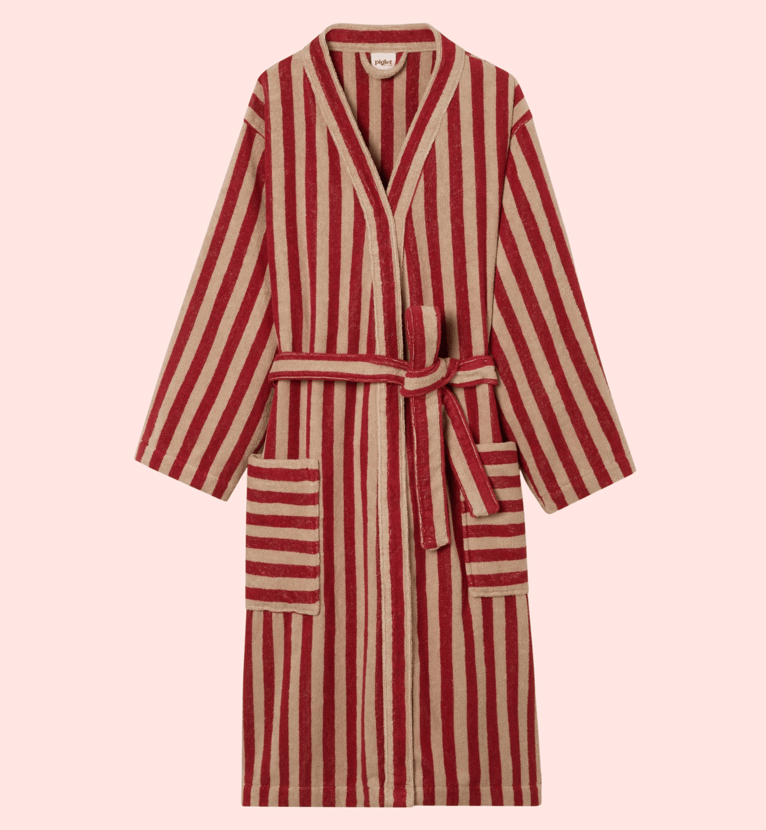 Sandstone Red Pembroke Stripe Cotton Robe