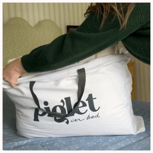 GIF of unwrapping a Piglet duvet insert