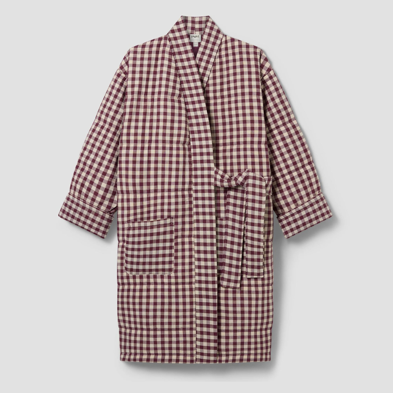 Berry Gingham Linen Blend Housecoat