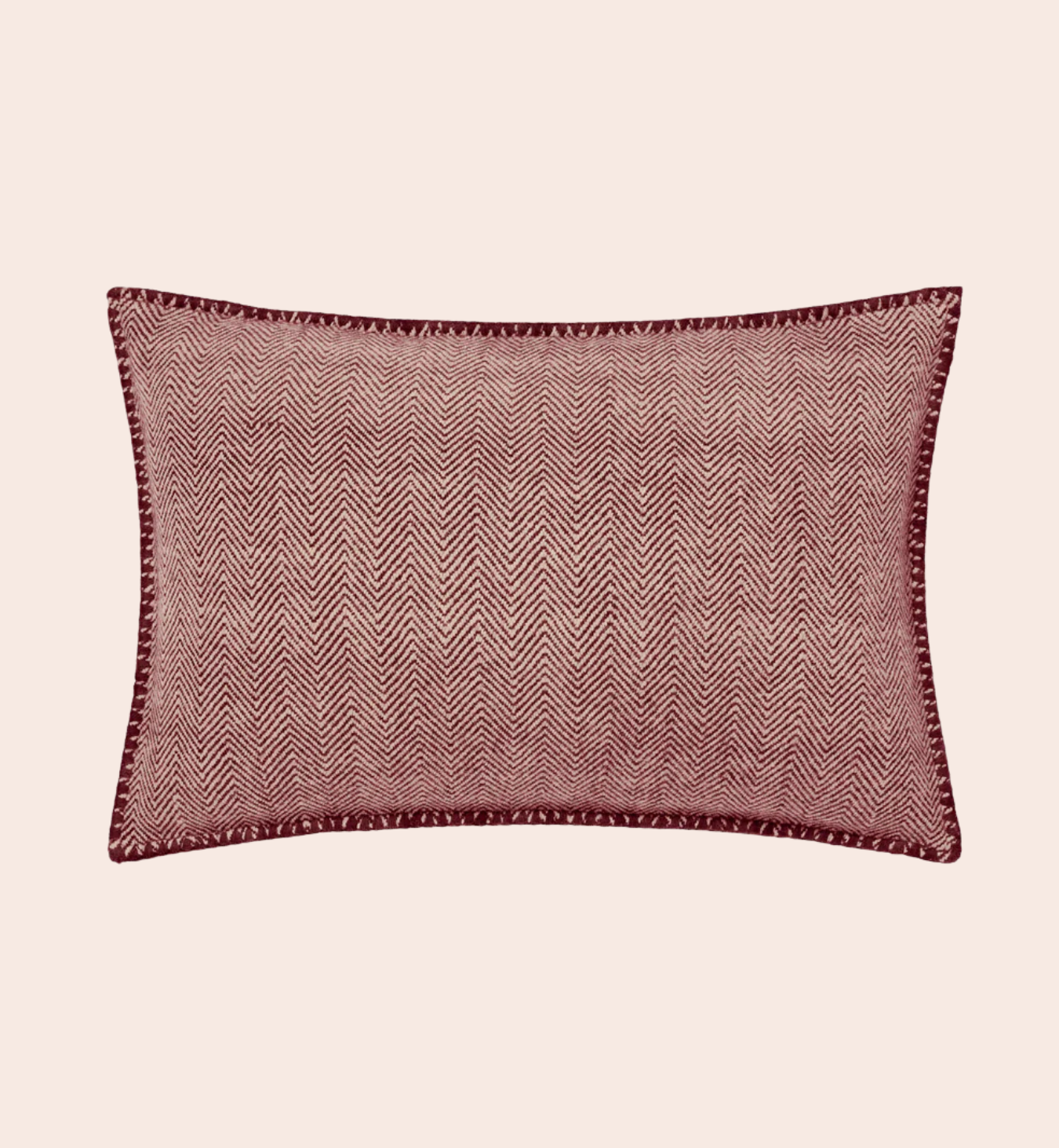 Rhubarb Herringbone Wool Rectangle Cushion Cover