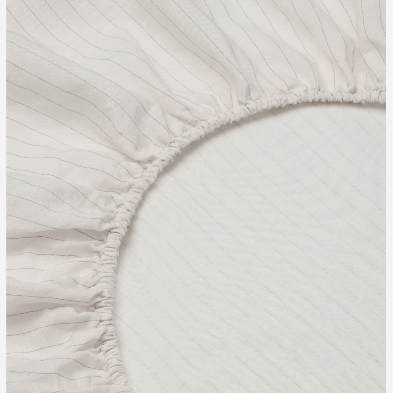 Dusk Blue Folk Stripe Linen Blend Fitted Sheet