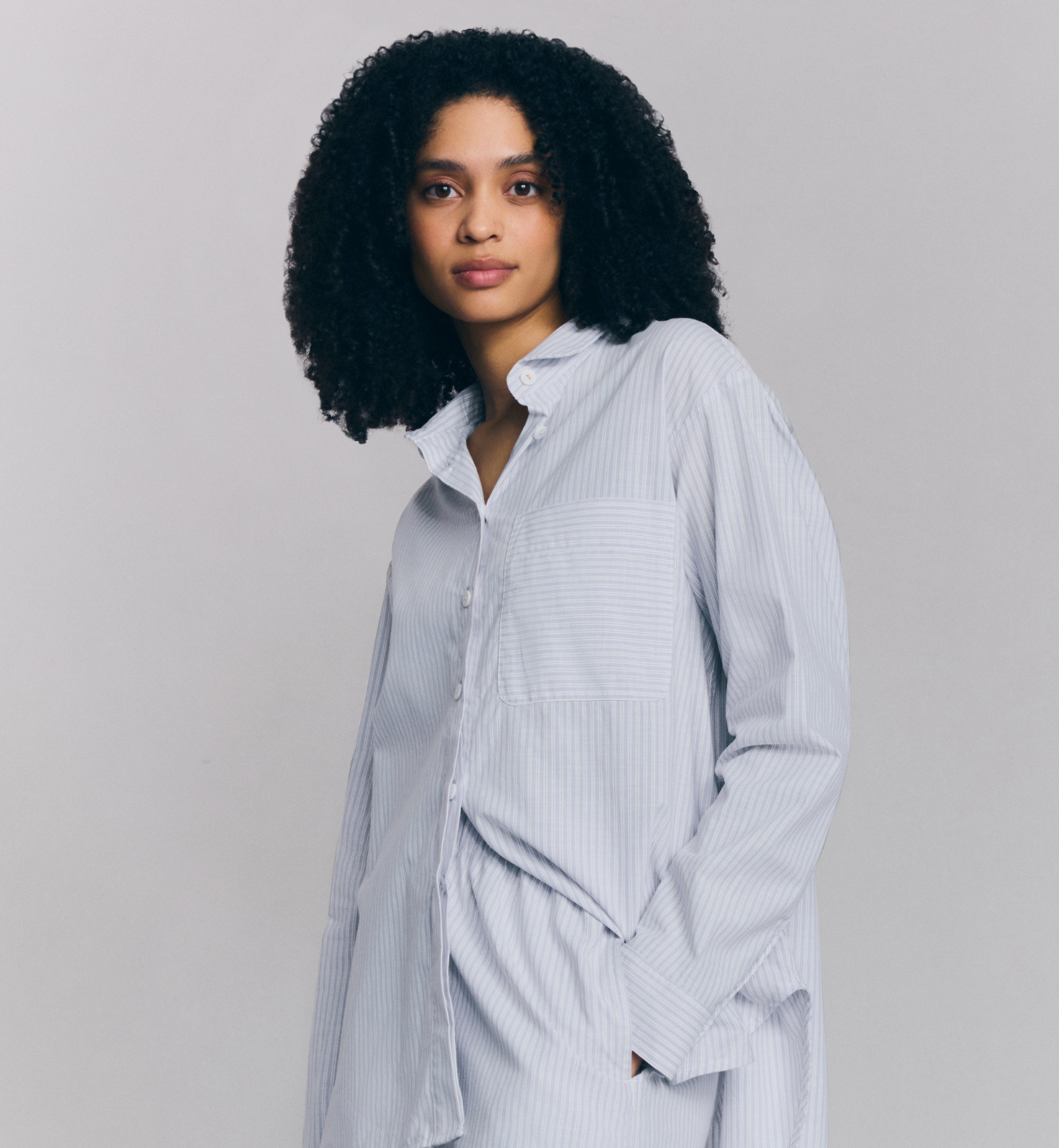Sky Blue Boyfriend Stripe Shorts Set