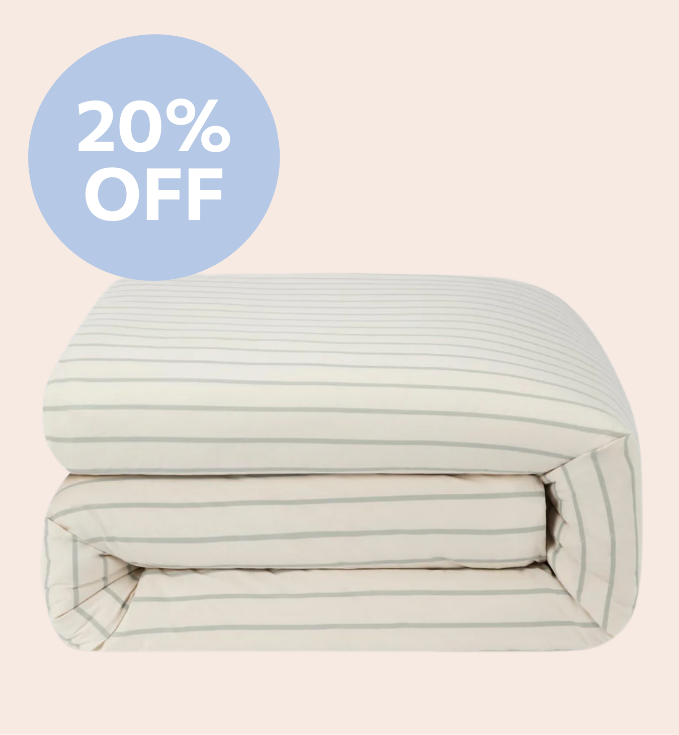 Mellow Green Slumber Stripe Cotton Duvet Cover