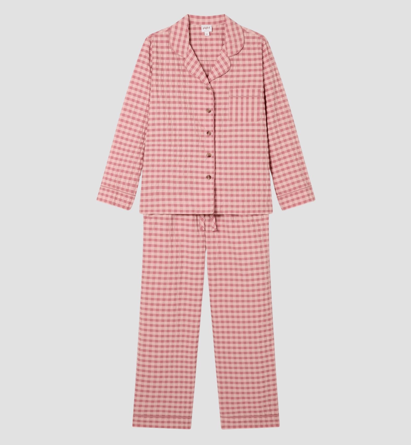Dusty Pink & Rose Gingham Cotton Trouser Set