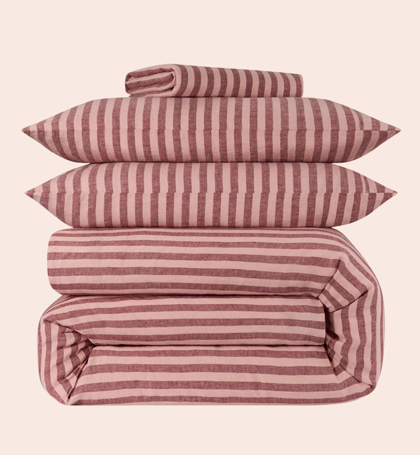 Rhubarb & Rose Pembroke Stripe 100% Linen Duvet Cover