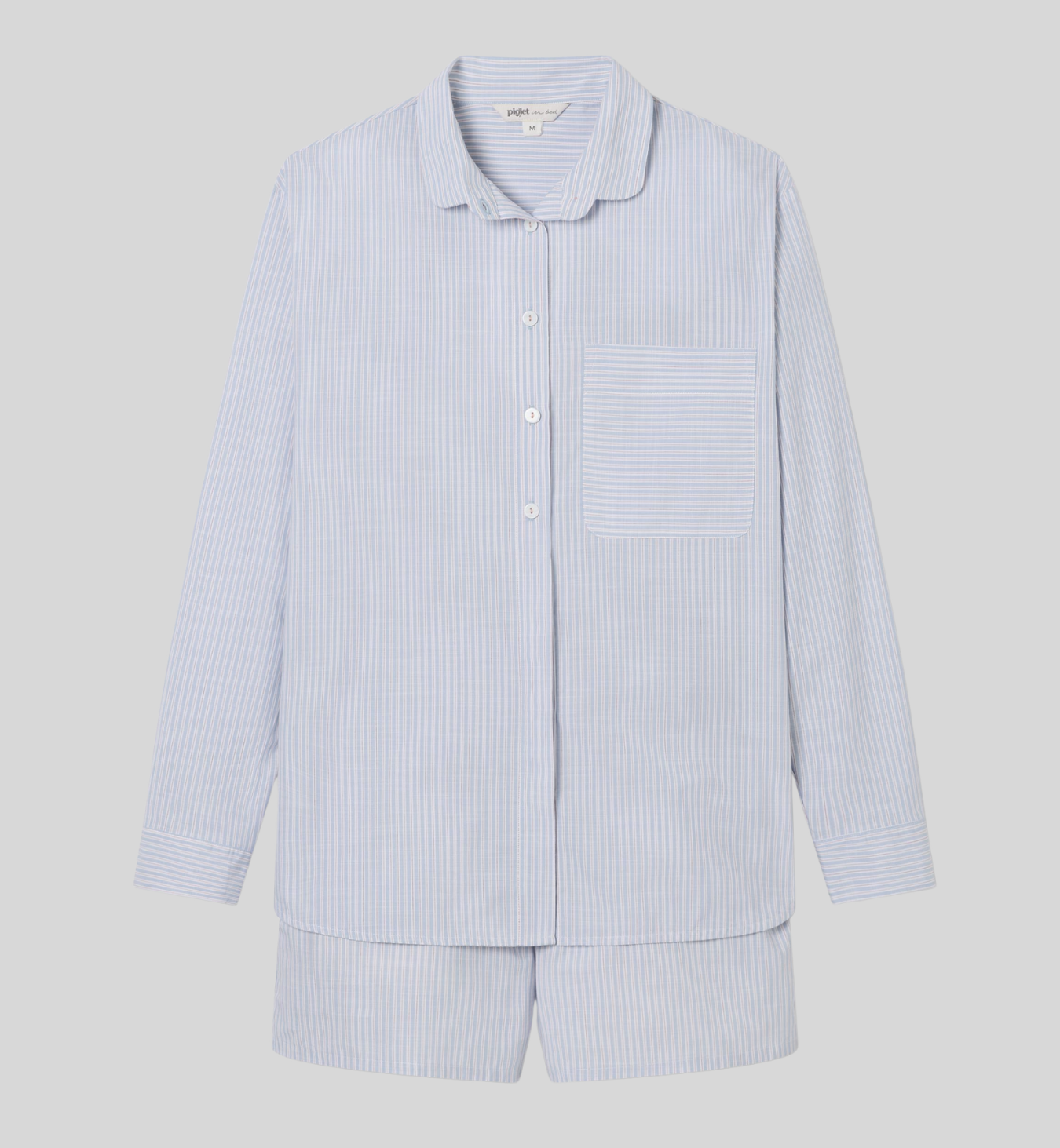 Sky Blue Boyfriend Stripe Shorts Set