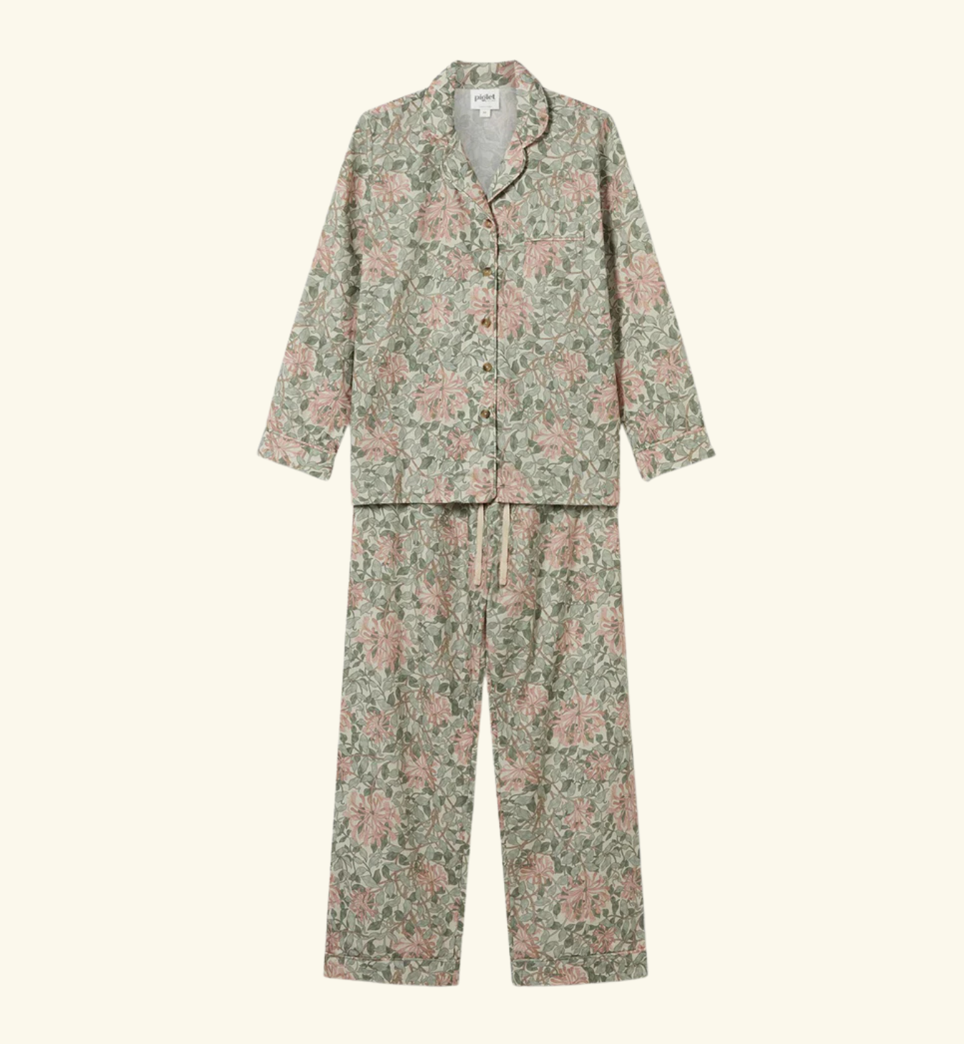 Soft Sage Honeysuckle Cotton Trouser Set