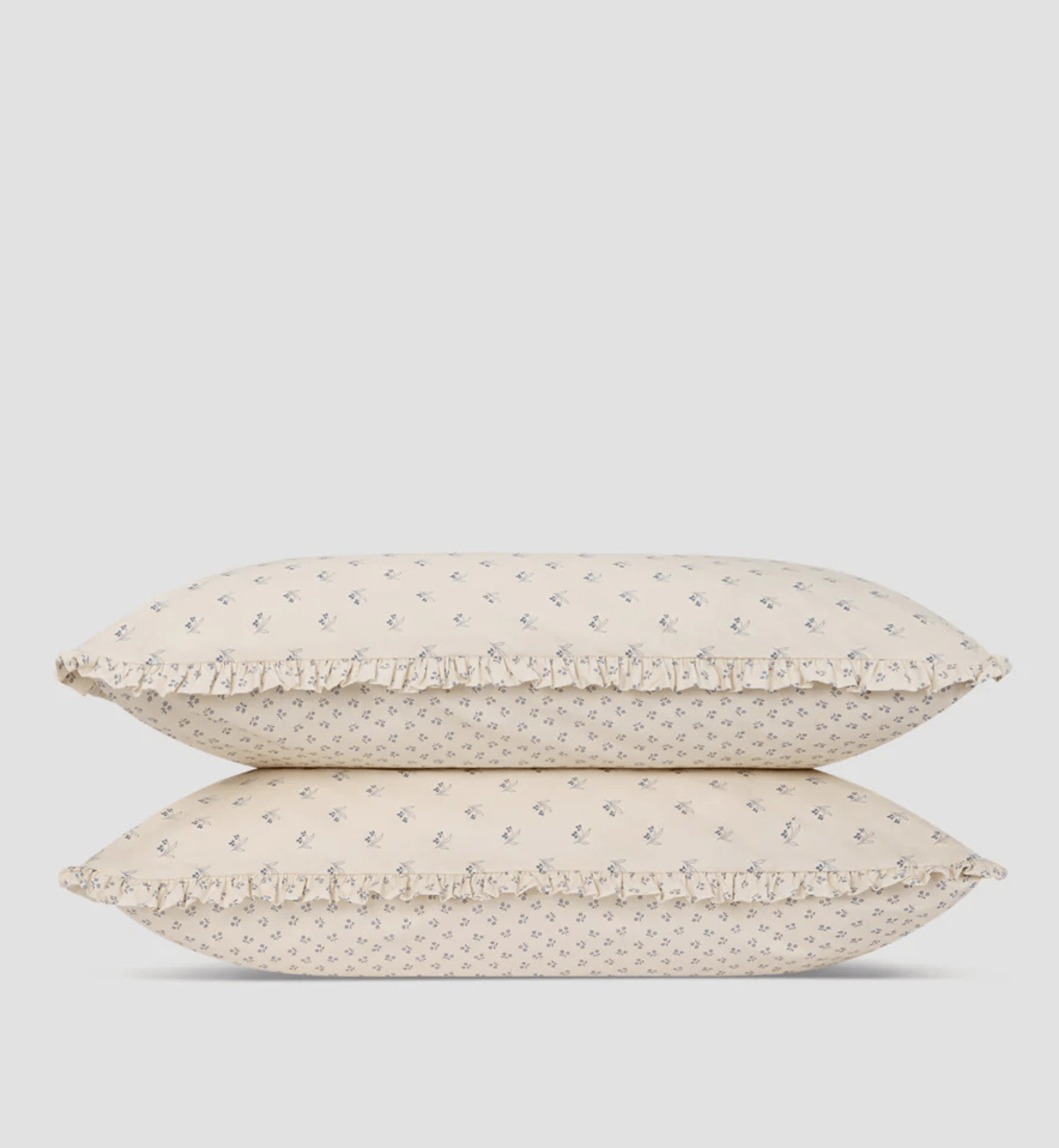 Cove Blue Martha Floral Cotton Frill Pillowcases (Pair)