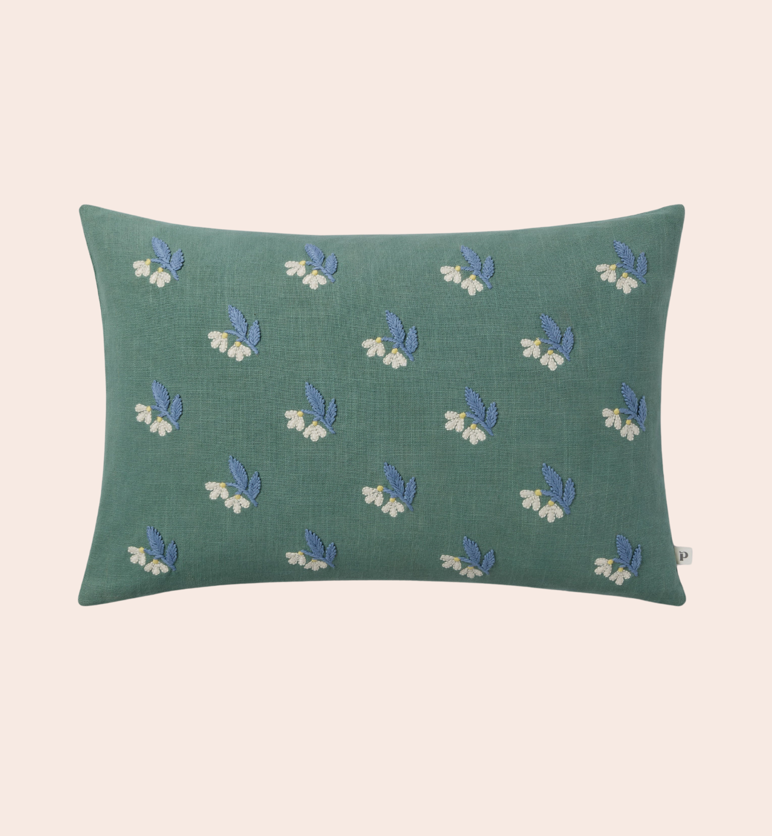 Elm Green Snowdrop Embroidered Filled Cushion