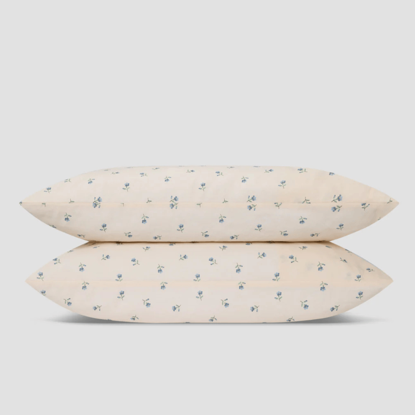 Dusk Blue Posy Bud Linen Blend Pillowcases (Pair)