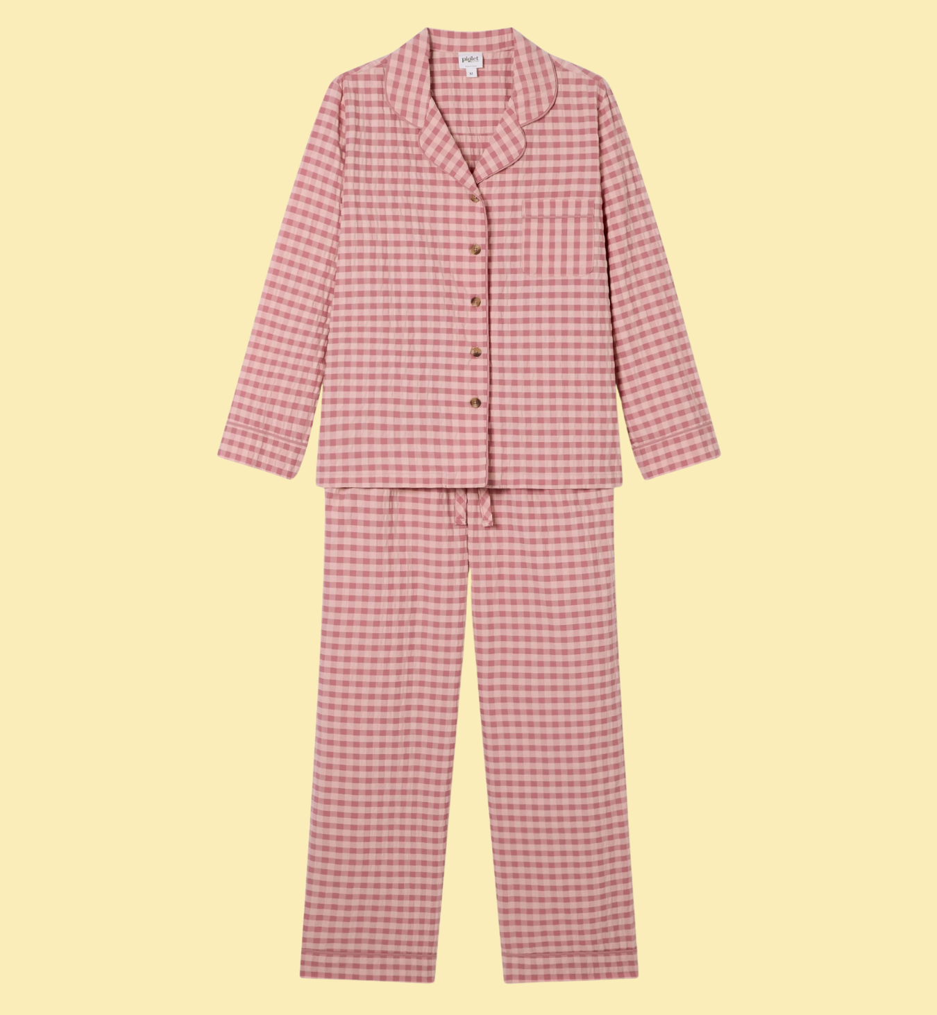 Dusty Pink & Rose Gingham Cotton Trouser Set