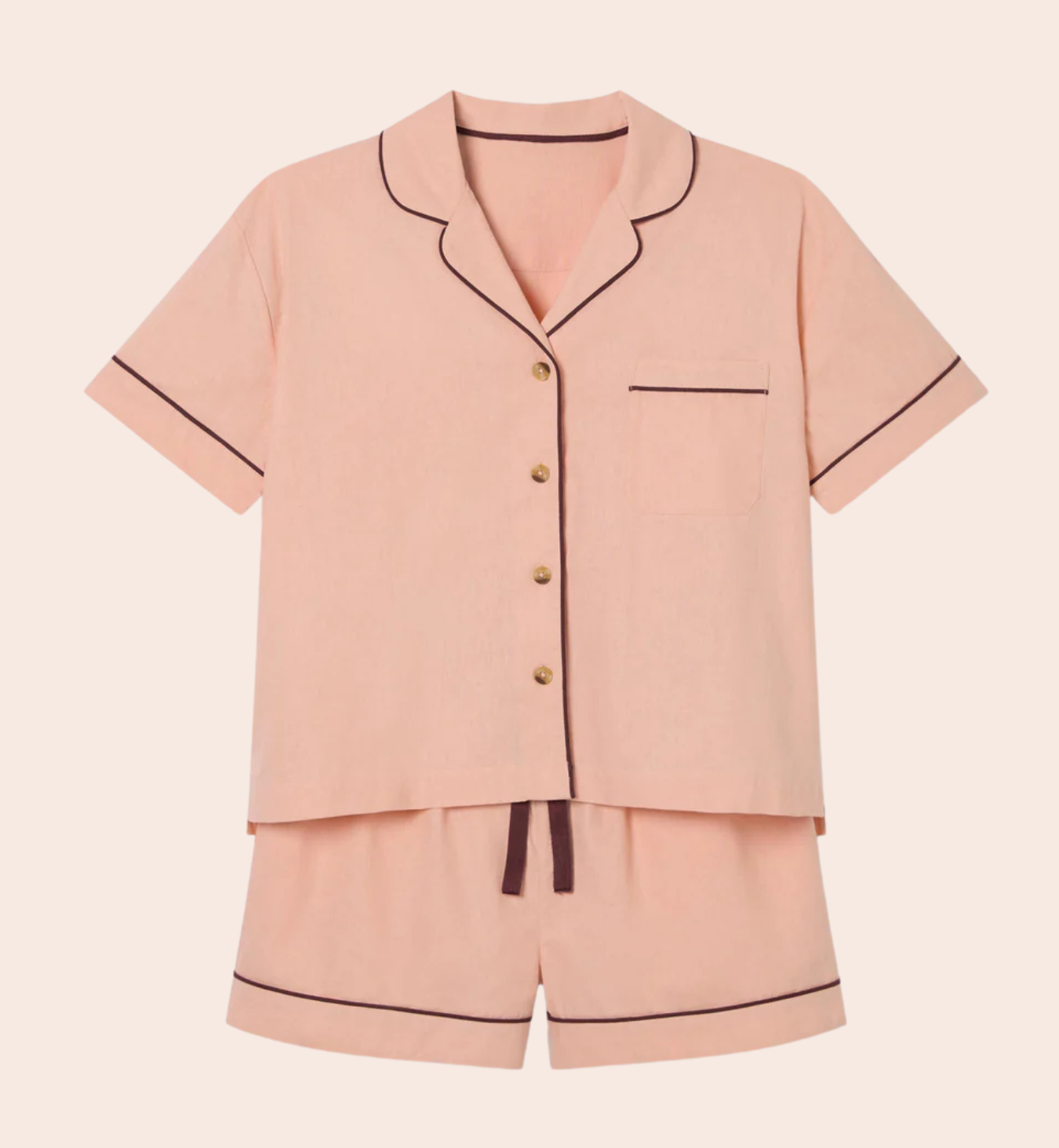 Rose Linen Blend Pyjama Short Set