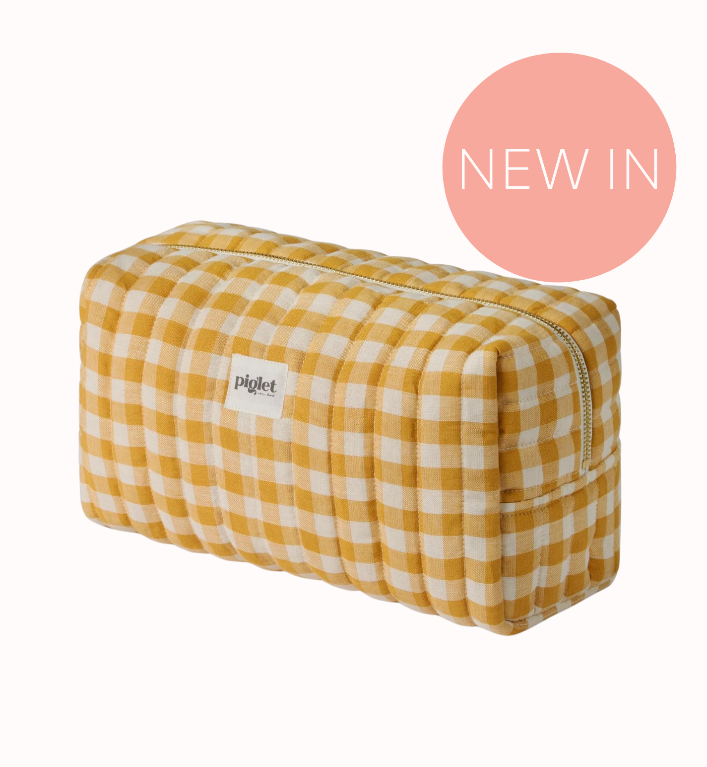 Honey Gingham Linen Blend Wash Bag