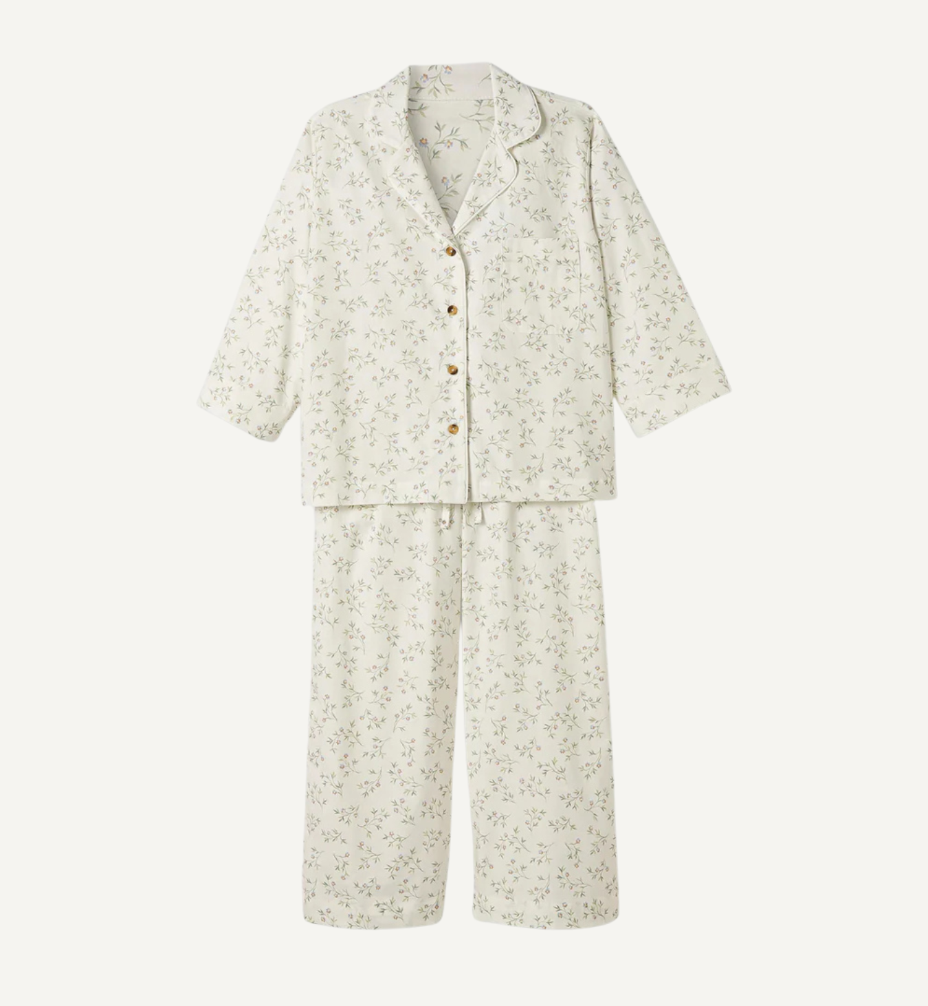 Spring Sprig Floral Cotton Cropped Trouser Set 