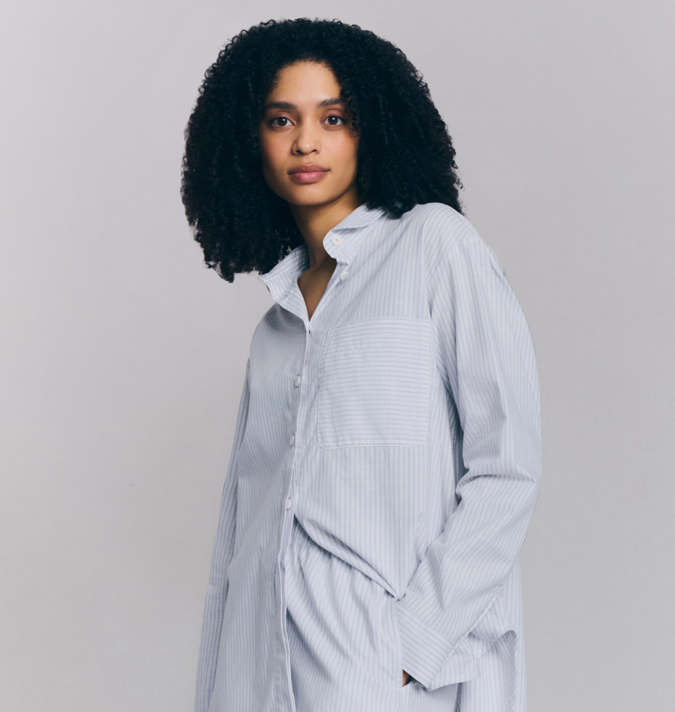 Sky Blue Boyfriend Stripe Shorts Set