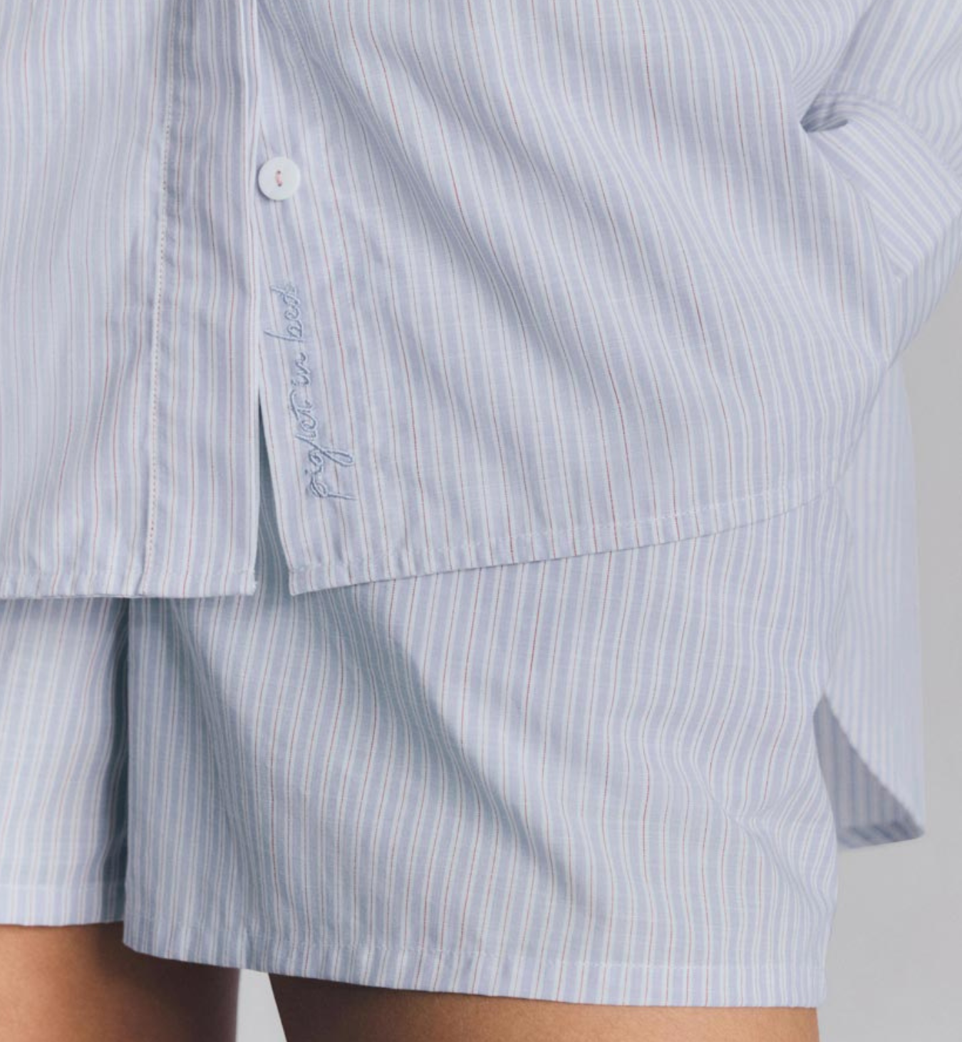 Sky Blue Boyfriend Stripe Shorts Set