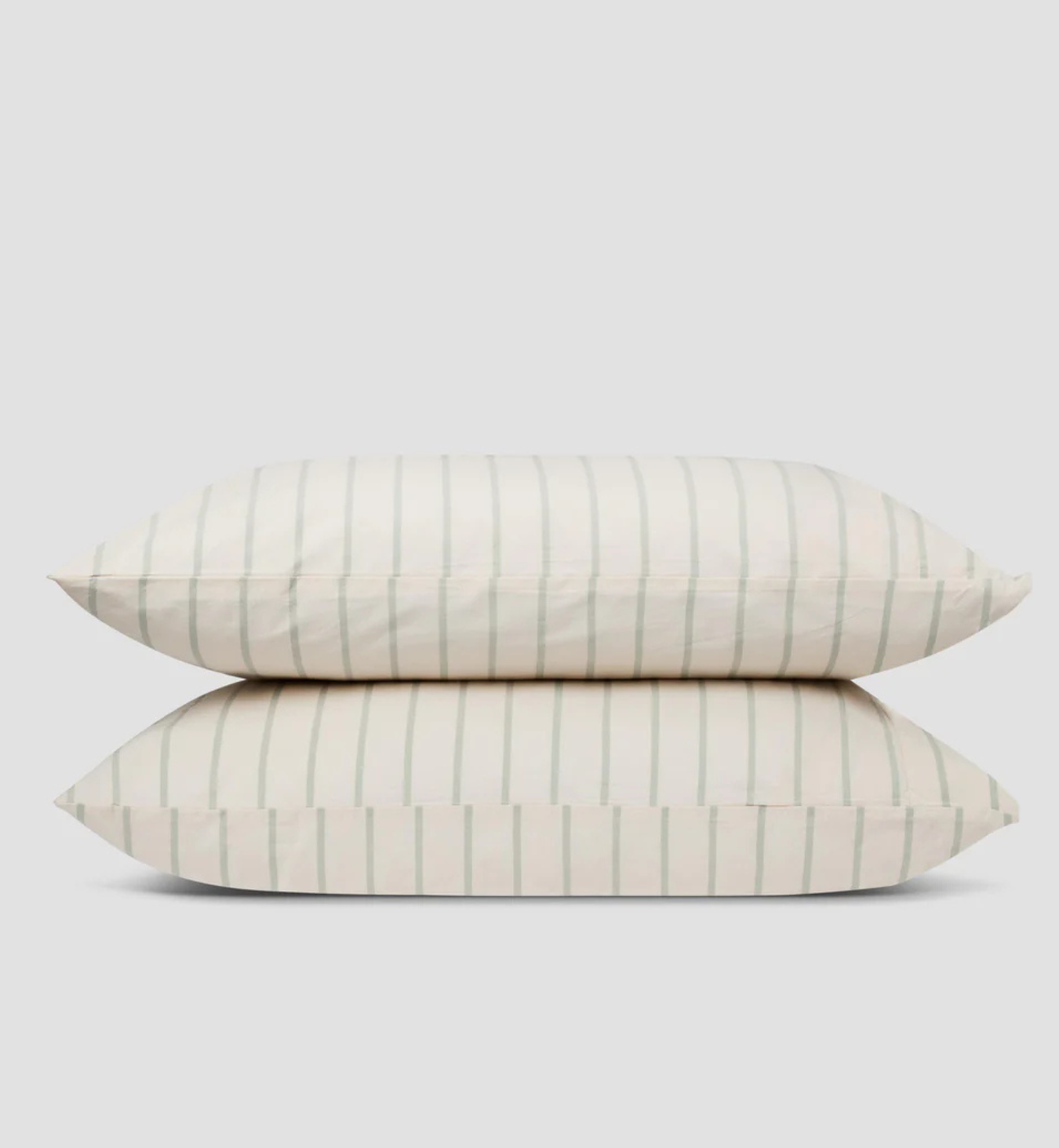 Mellow Green Slumber Stripe Cotton Pillowcases (Pair)