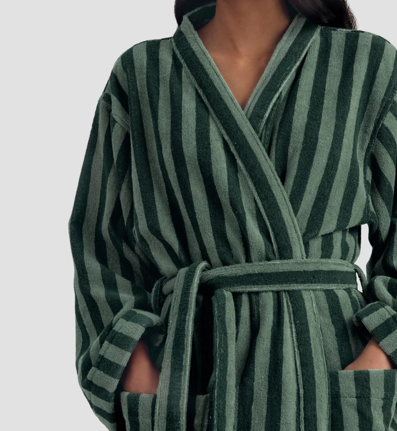 Pine Green Pembroke Stripe Cotton Robe