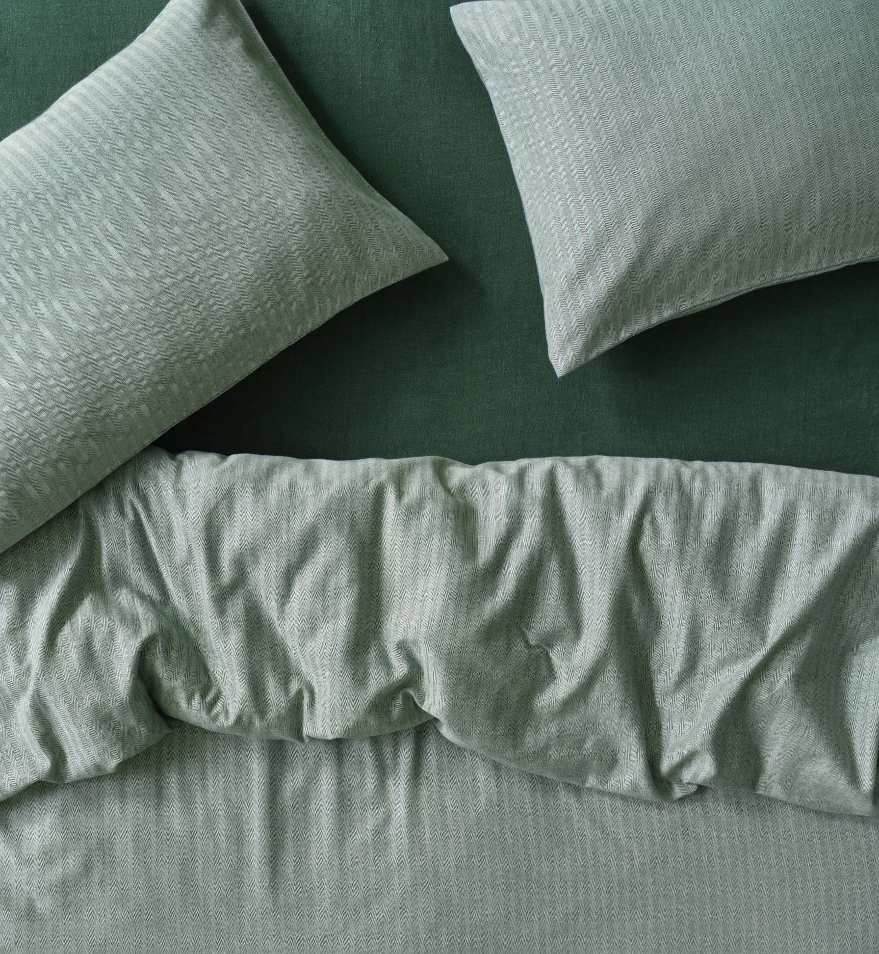 Spruce Green Herringbone Brushed Cotton Duvet Cover