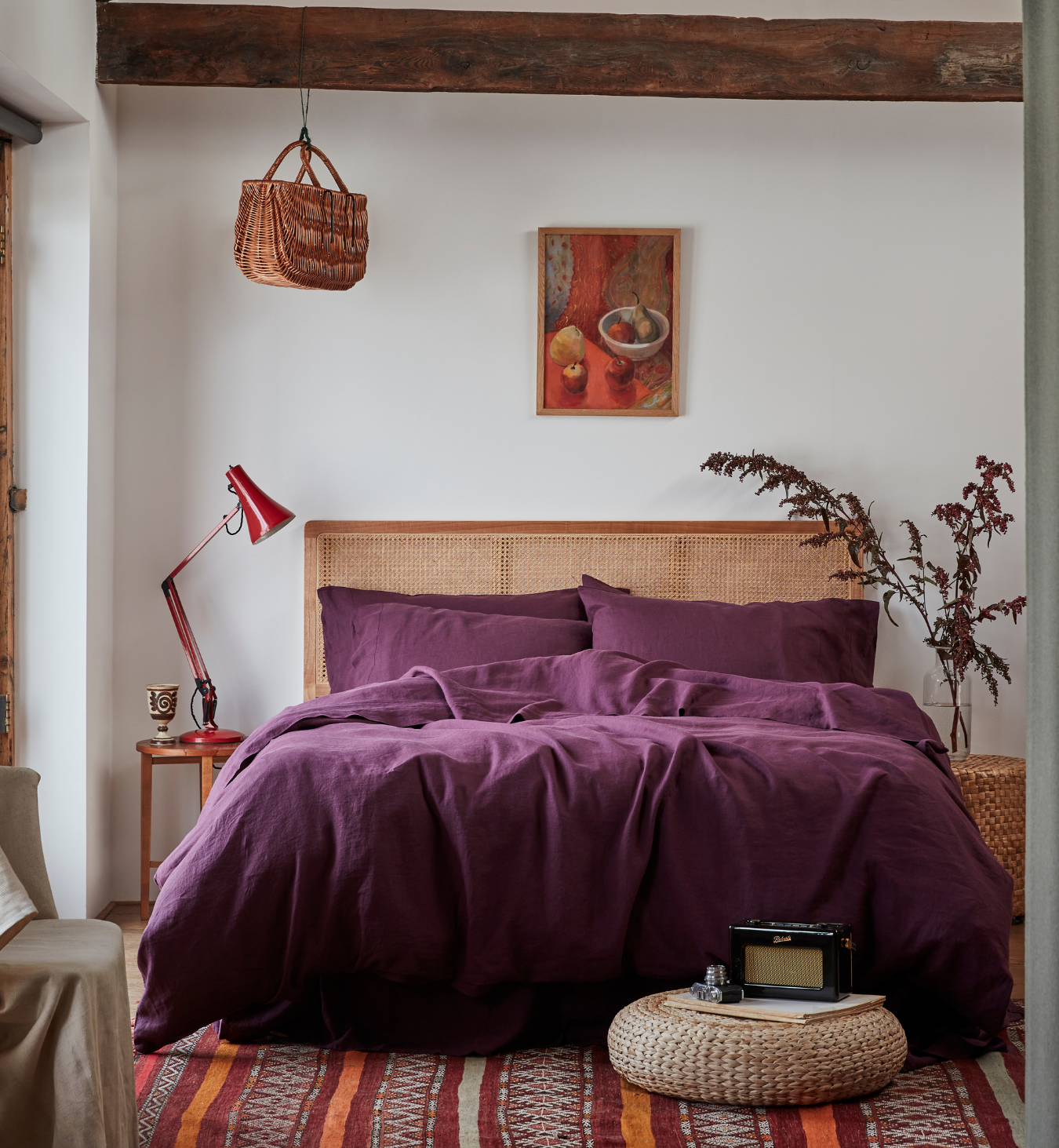 Berry Linen Blend Duvet Cover