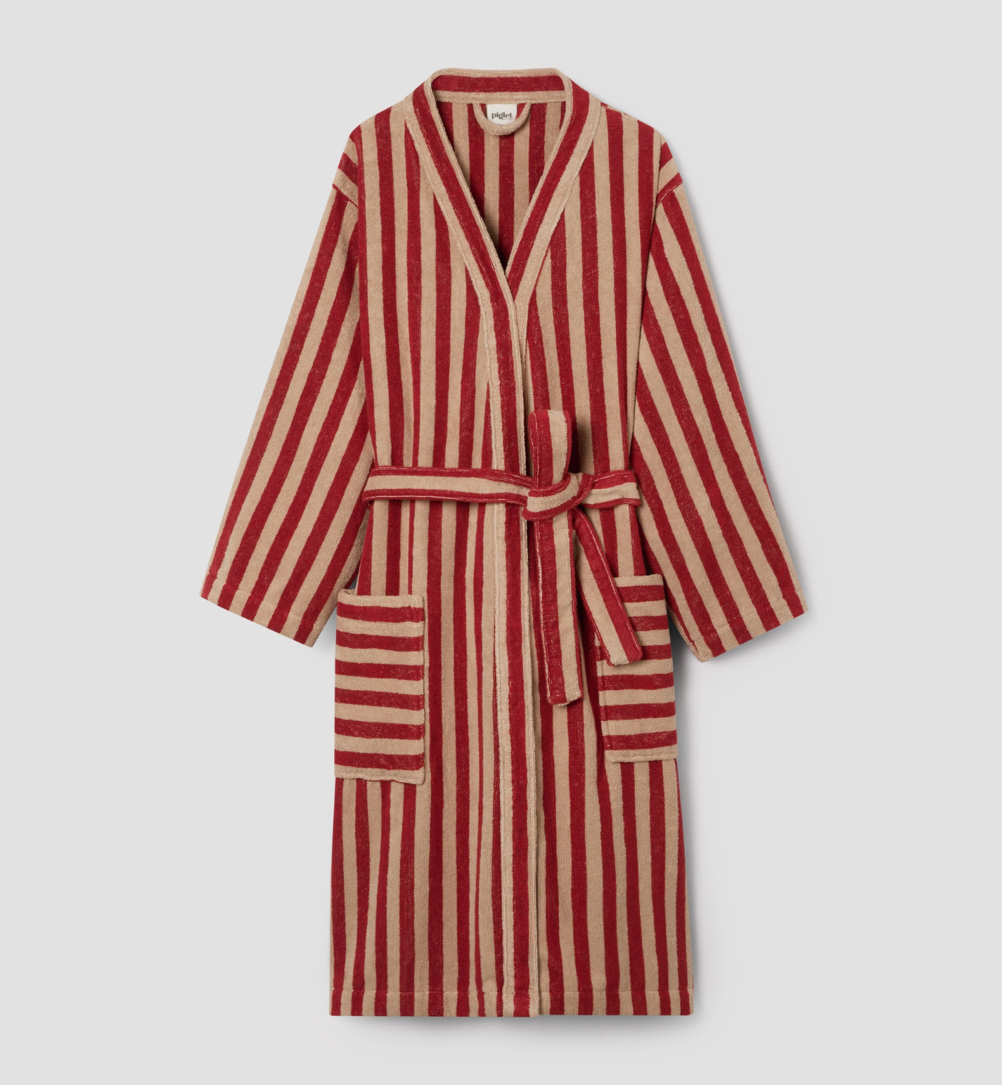 Sandstone Red Pembroke Stripe Cotton Robe