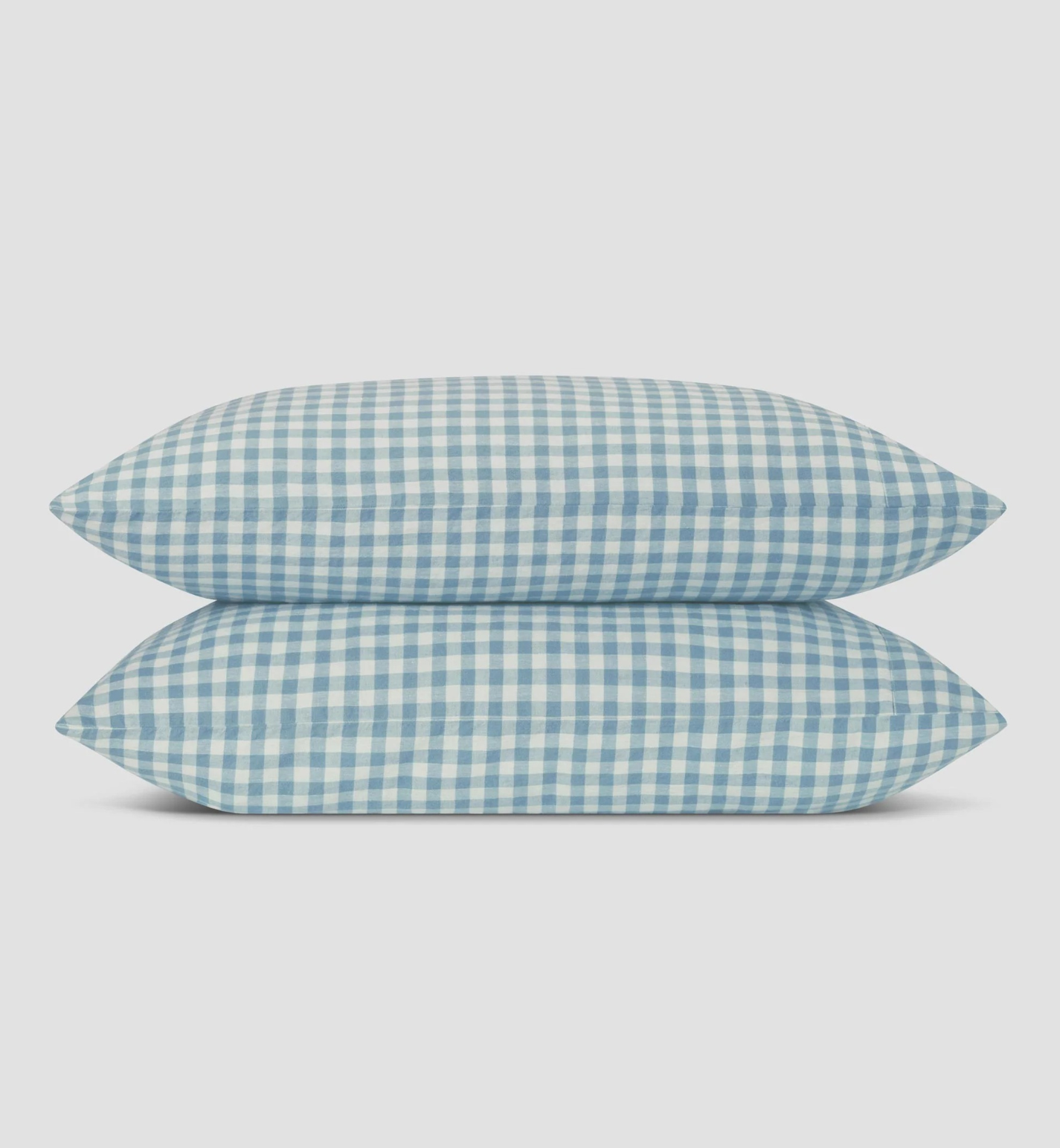 Warm Blue Gingham Linen Blend Pillowcases (Pair)