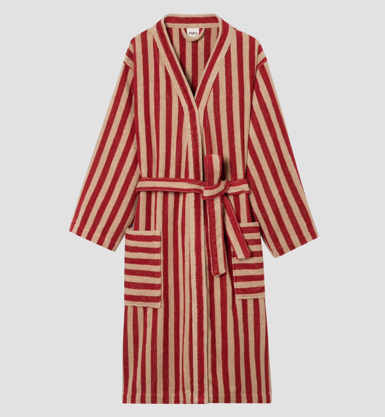 Sandstone Red Pembroke Stripe Cotton Robe