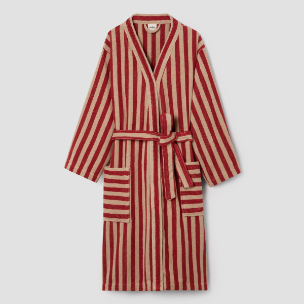 Sandstone Red Pembroke Stripe Cotton Robe