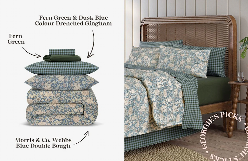 Webbs Blue Double Bough Linen Blend Duvet Cover